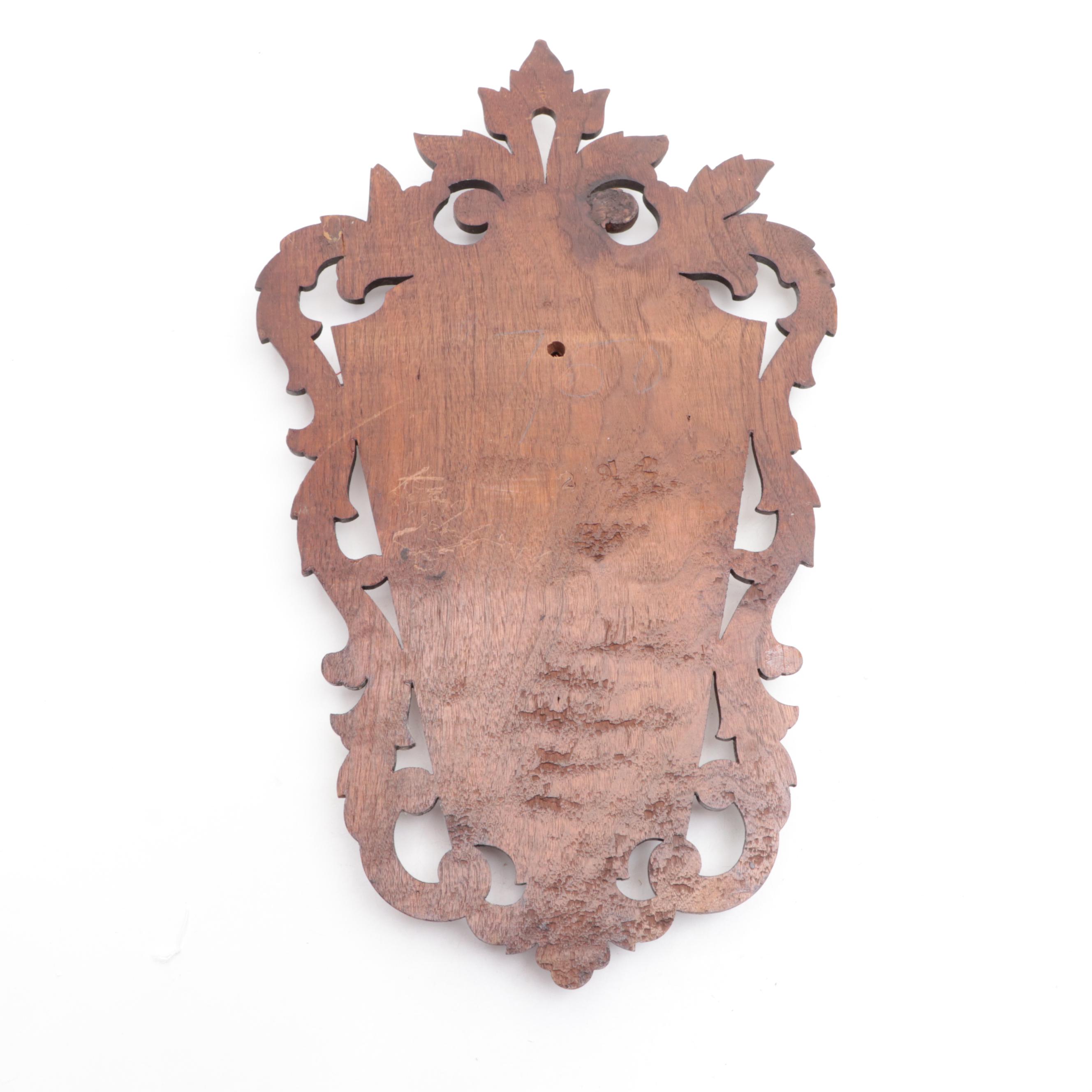 Victorian Style Needlepoint and Beaded Panel Wall Pocket With Carved Wood