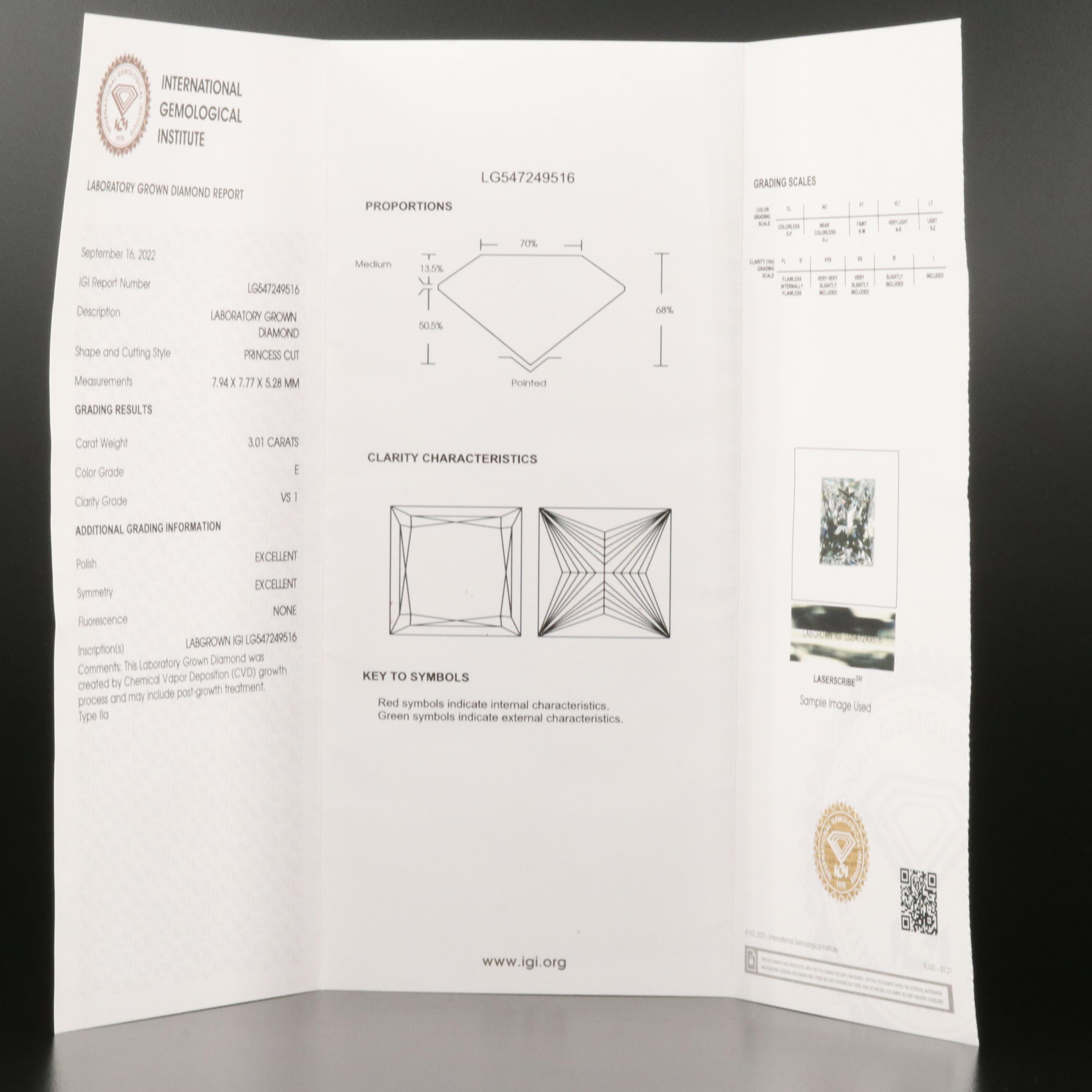 Tacori 18K 3.01 CT Lab Grown Diamond Ring with IGI Report