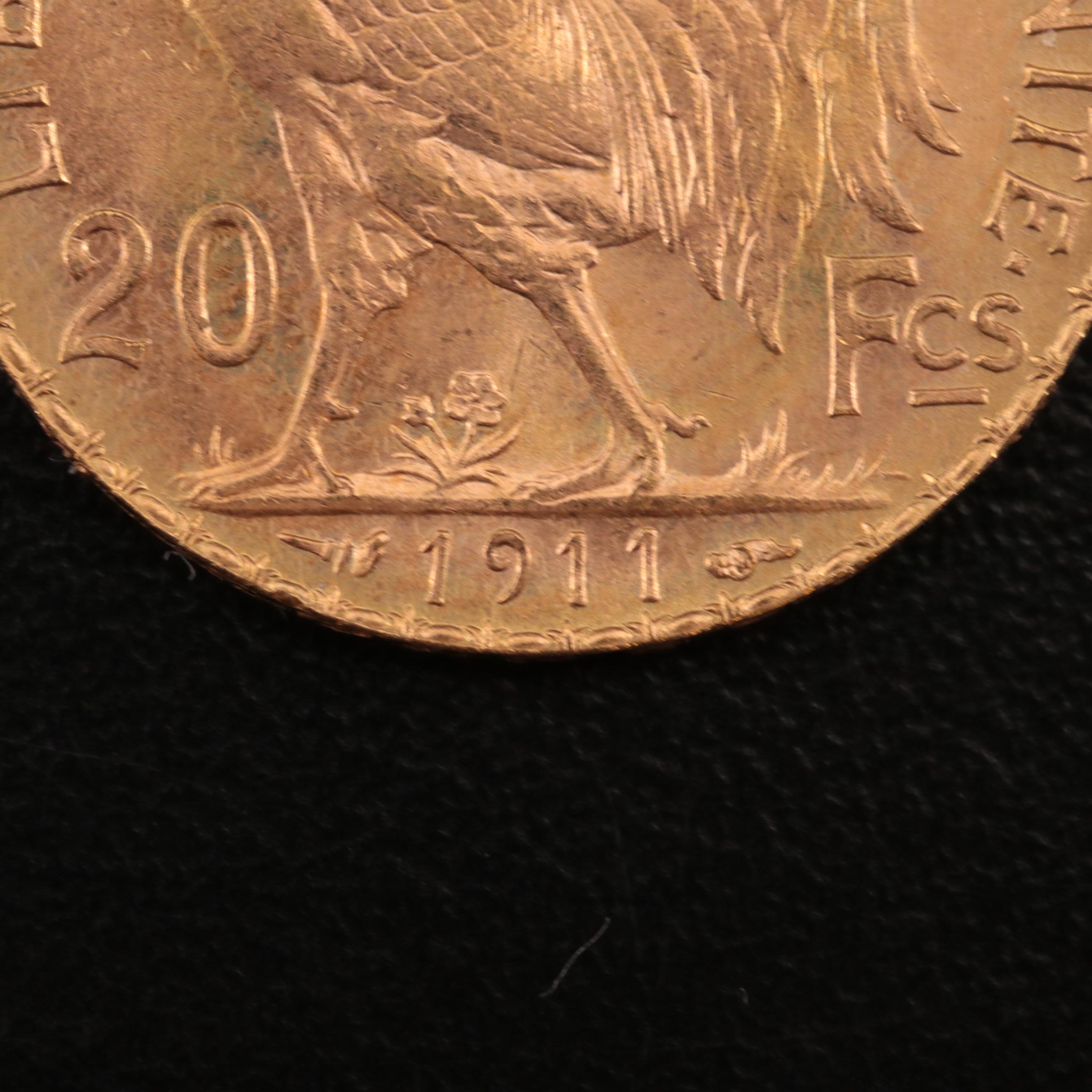 1911 France Twenty Francs Gold Coin