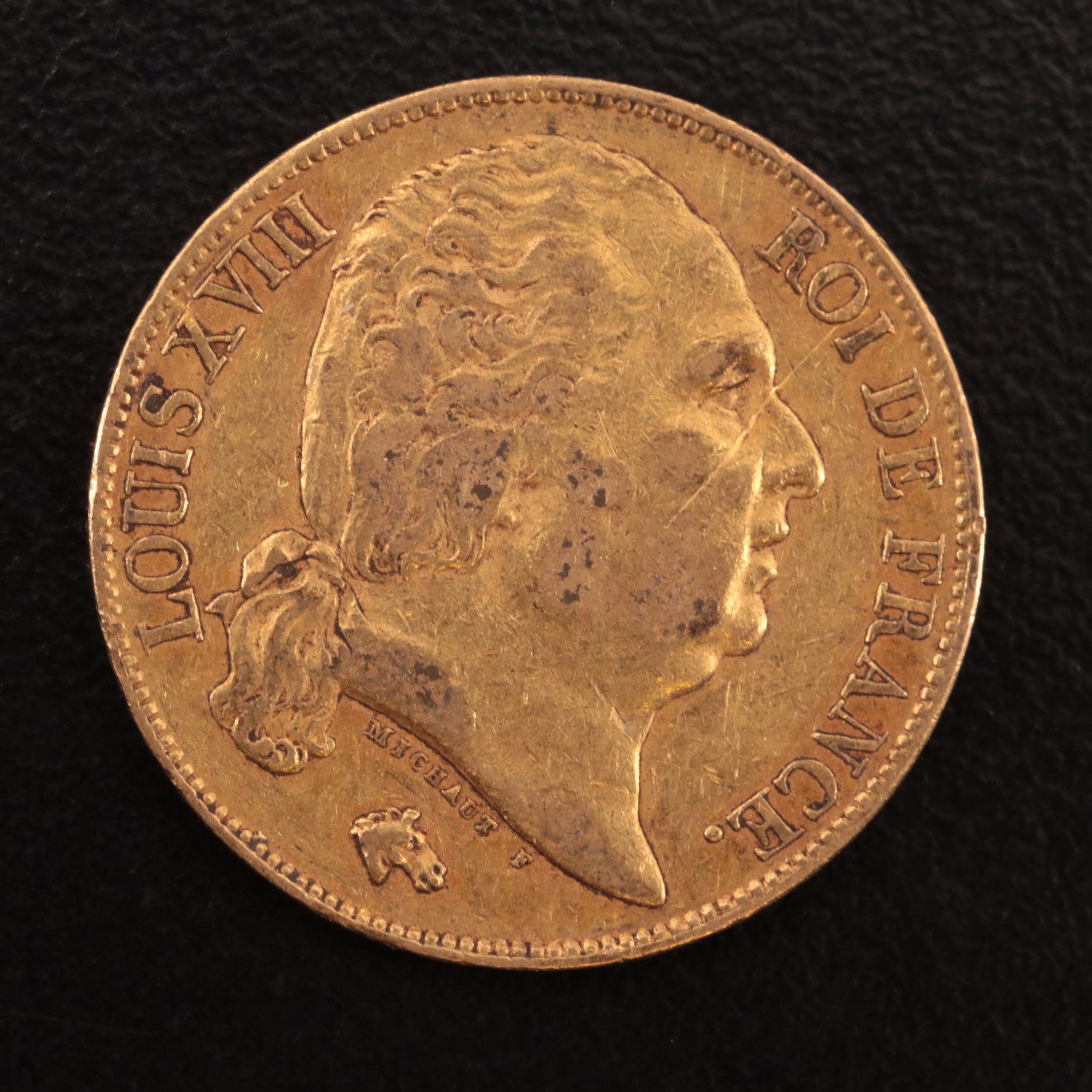 1824-A France Twenty Francs Gold Coin