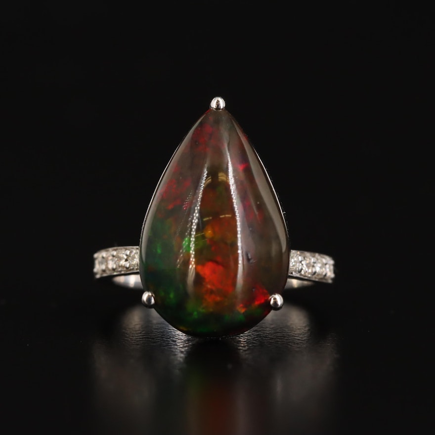 14K Opal and Diamond Ring