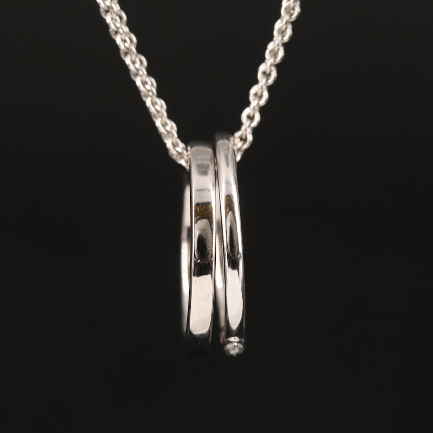 Sterling Diamond Ring Pendant Necklace