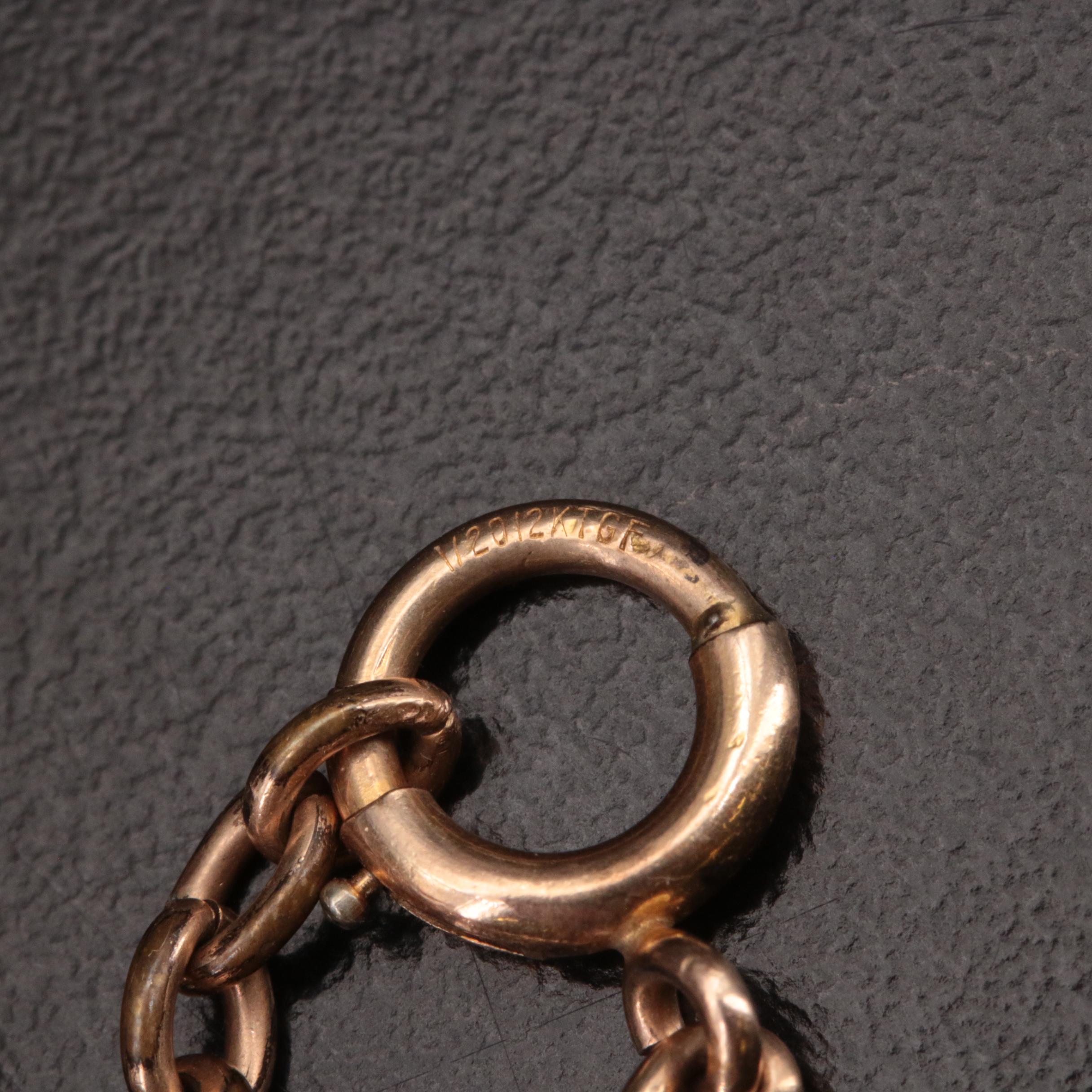 14K American Watch Co. Pocket Watch, 10K Fob Chain and Charm in a Display Dome