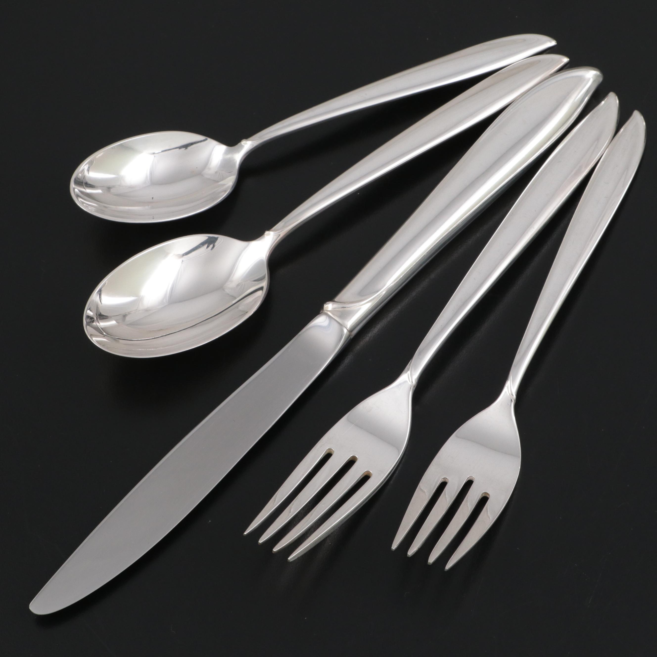 International "Silver Rhythm" Sterling Silver Flatware, Mid to Late 20th Century