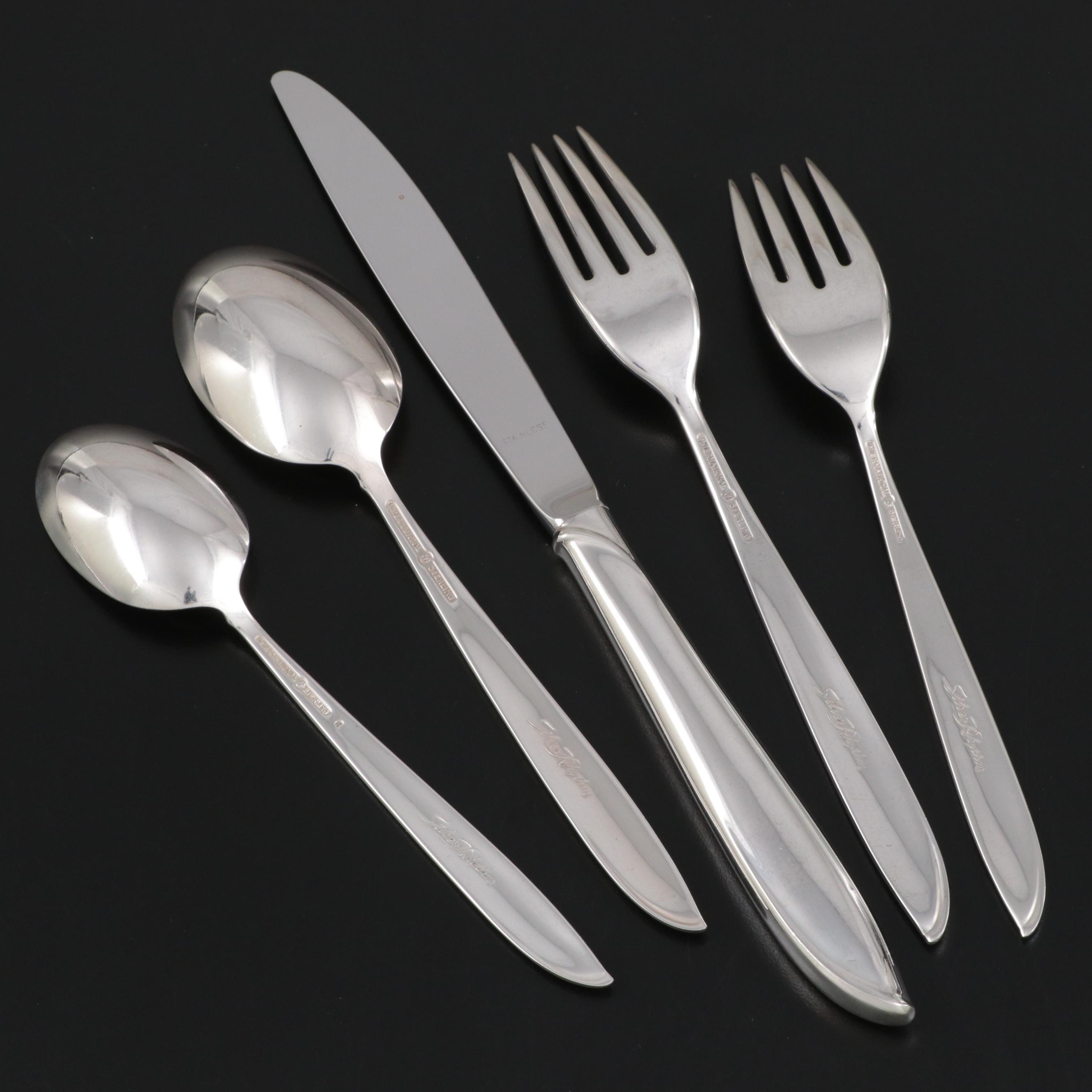 International "Silver Rhythm" Sterling Silver Flatware, Mid to Late 20th Century