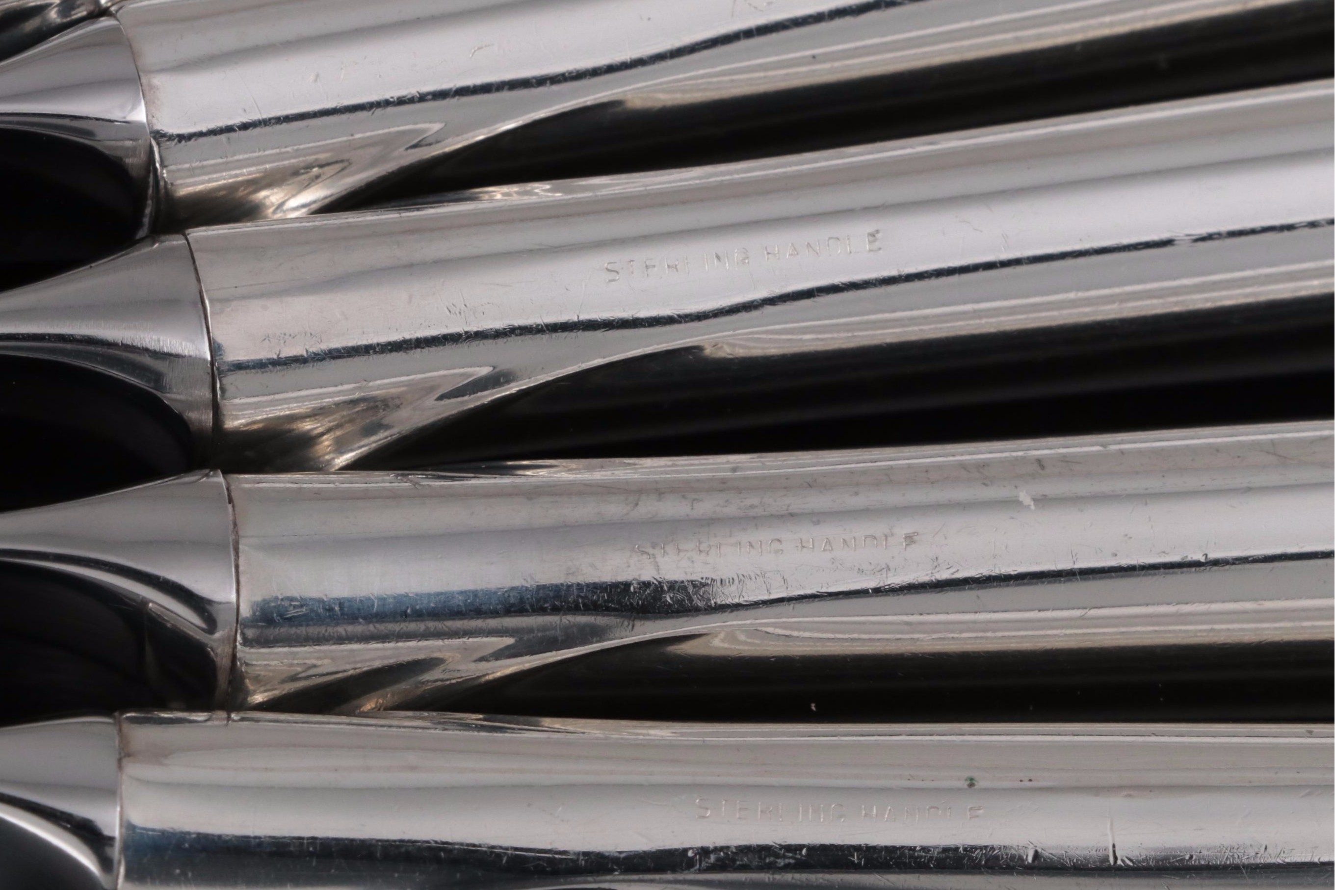 International "Silver Rhythm" Sterling Silver Flatware, Mid to Late 20th Century