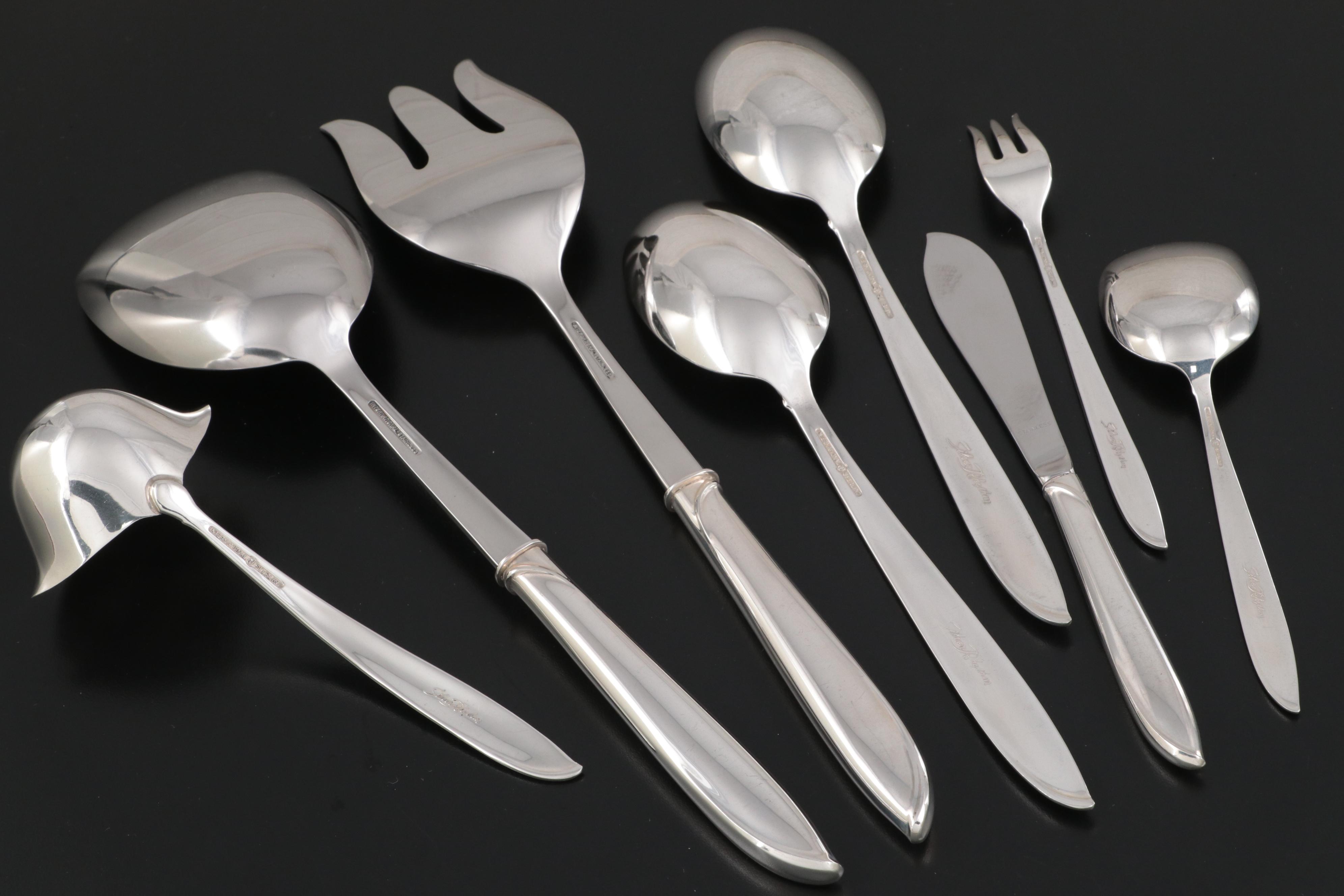 International "Silver Rhythm" Sterling Silver Flatware, Mid to Late 20th Century
