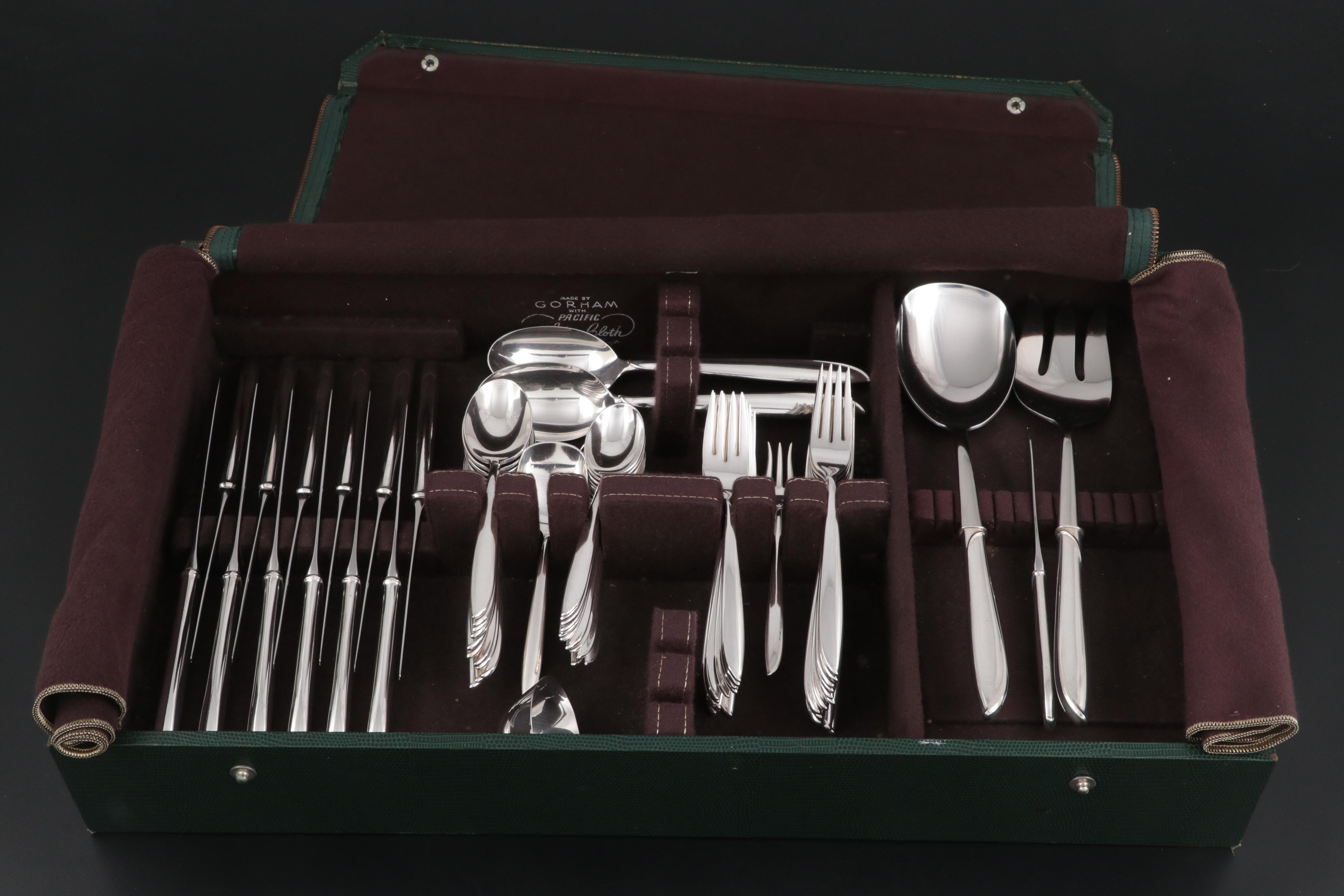 International "Silver Rhythm" Sterling Silver Flatware, Mid to Late 20th Century