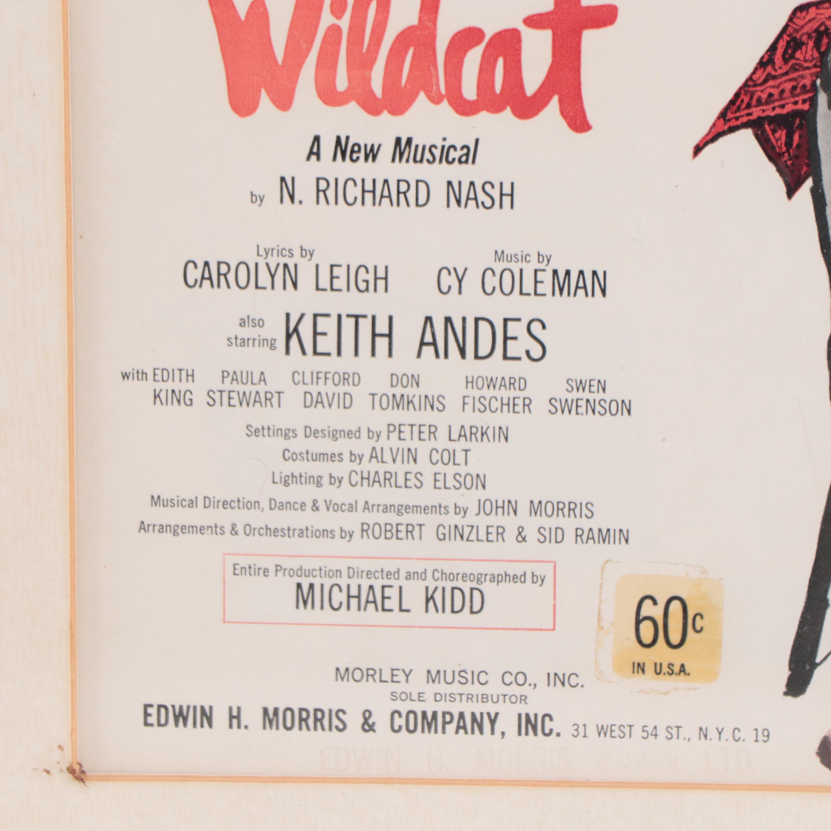 "Wildcat" Musical Advertisement Poster in Frame