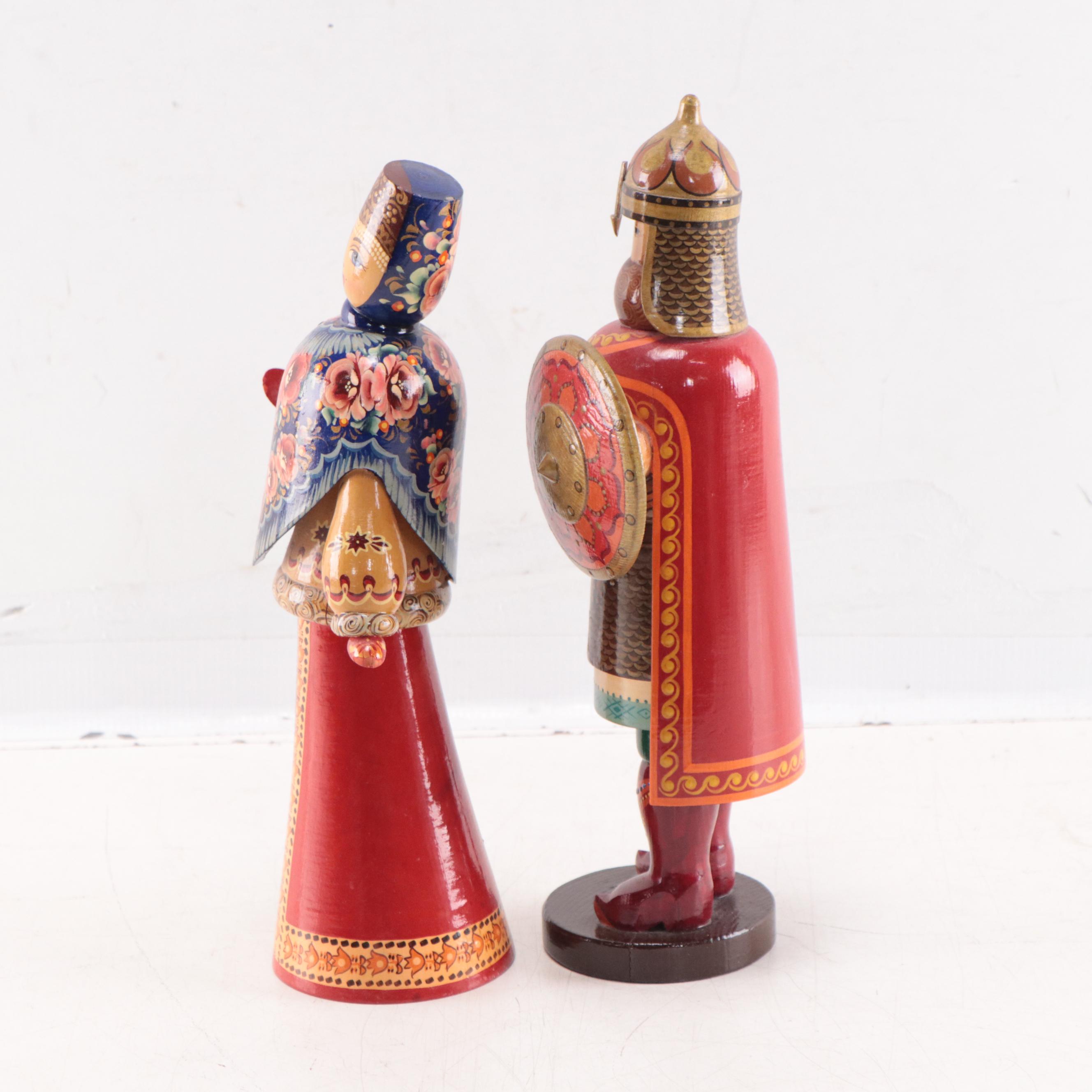 Russian Hand-Painted Wood Figurines