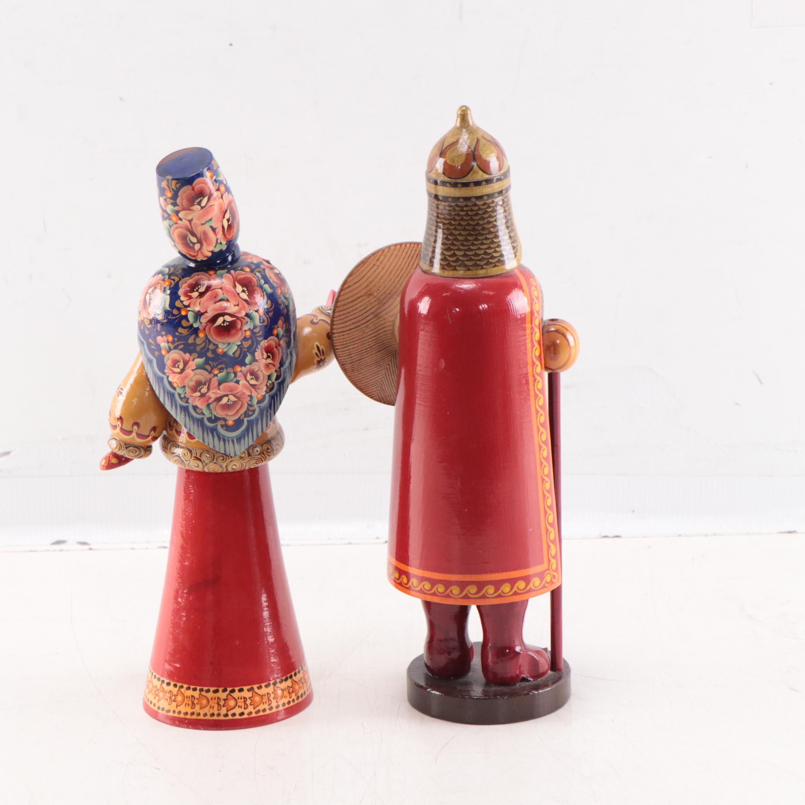 Russian Hand-Painted Wood Figurines