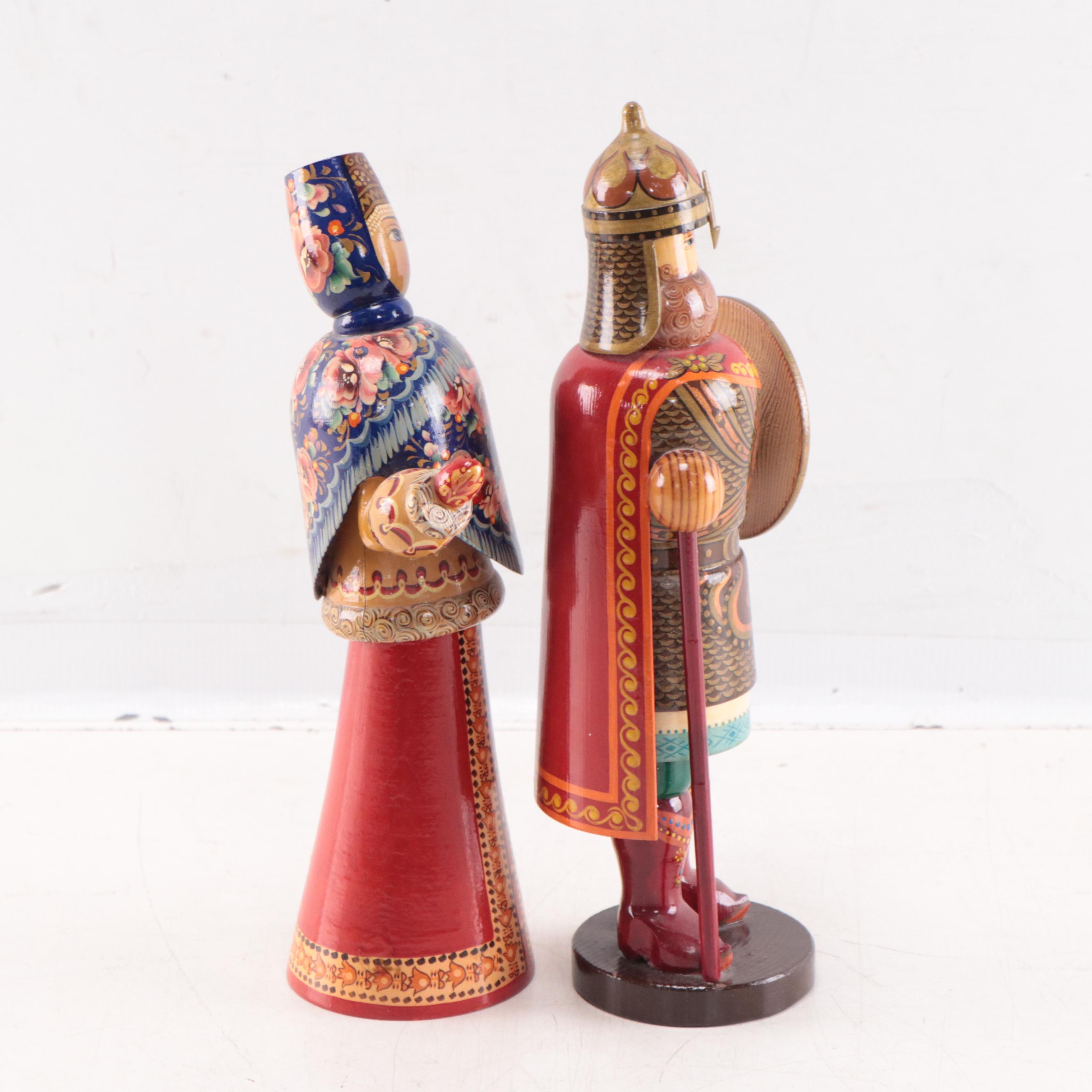Russian Hand-Painted Wood Figurines