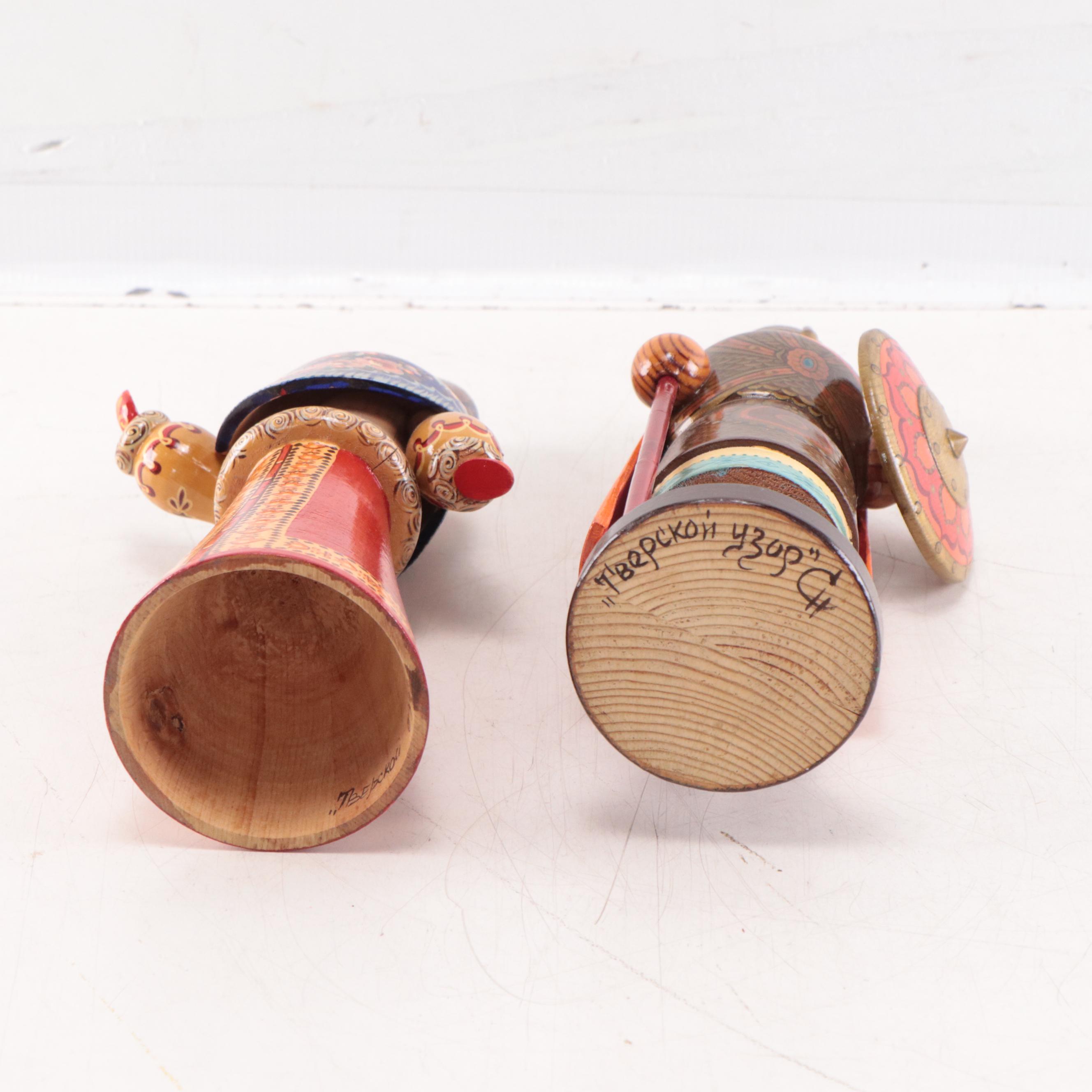 Russian Hand-Painted Wood Figurines