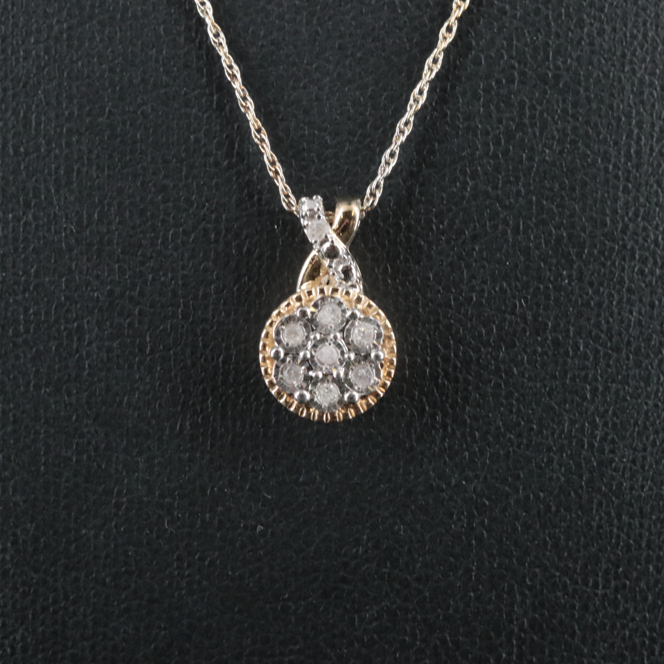 Sterling Diamond Cluster Pendant Necklace