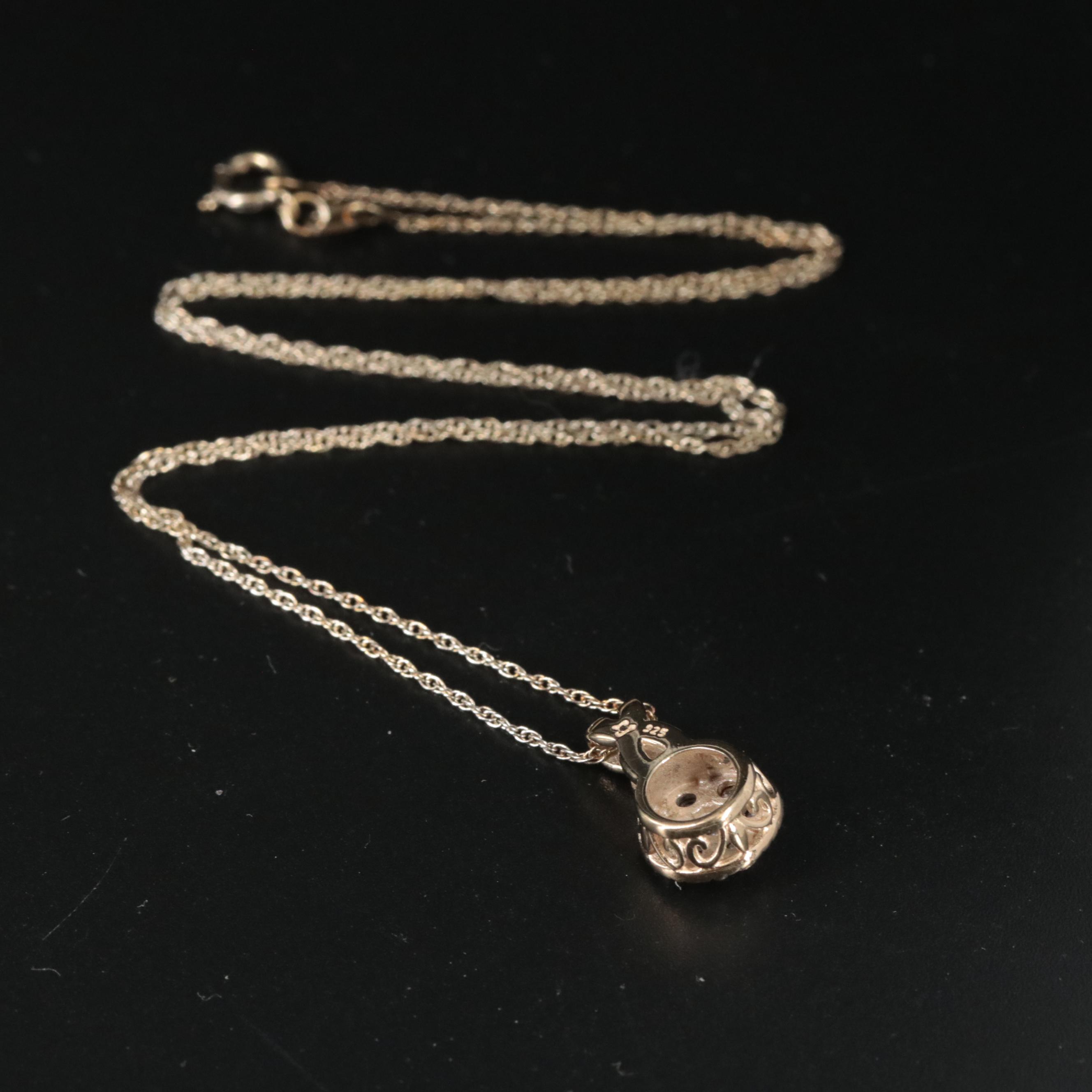 Sterling Diamond Cluster Pendant Necklace