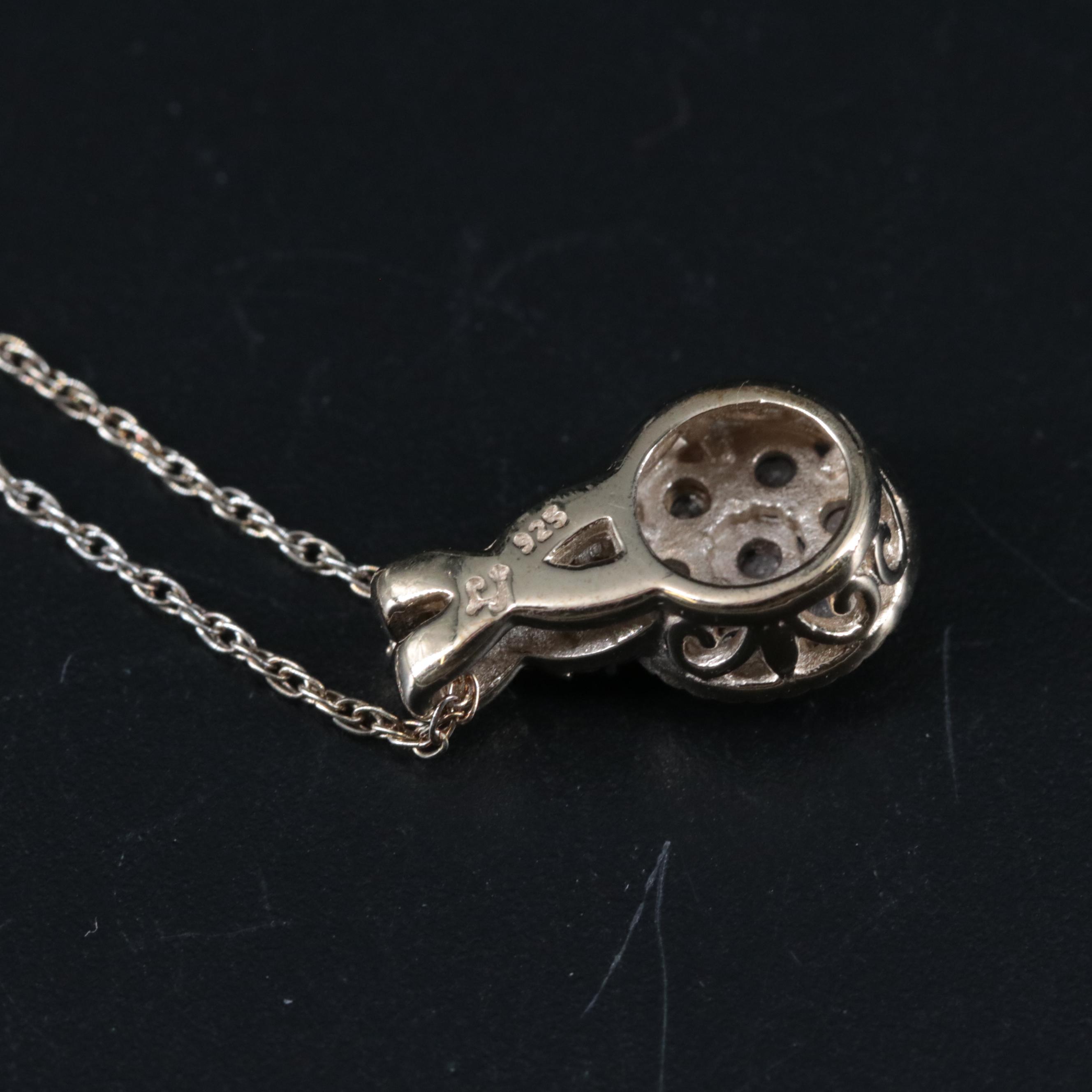 Sterling Diamond Cluster Pendant Necklace