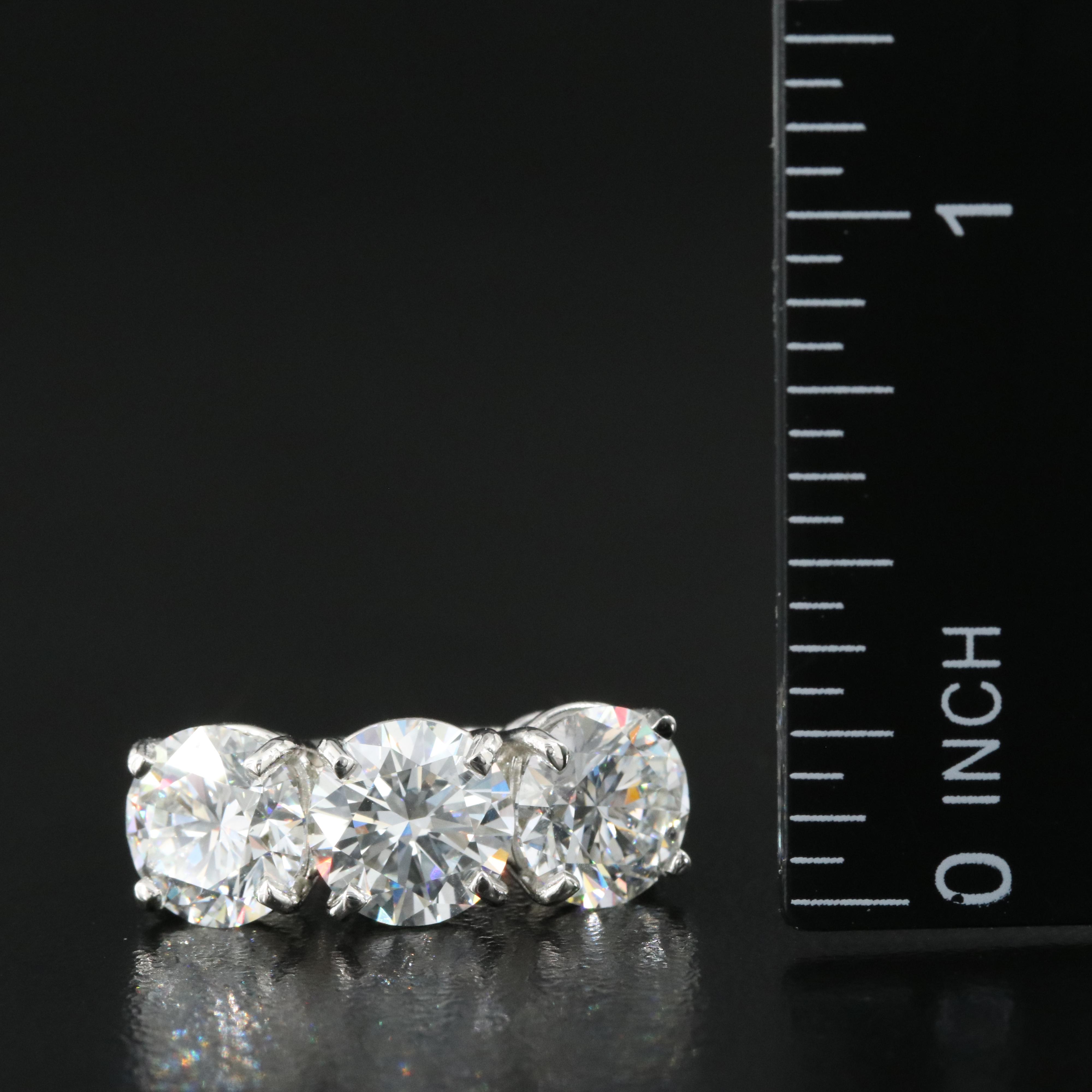 Platinum 5.02 CTW Lab Grown Three Stone Ring with IGI Reports