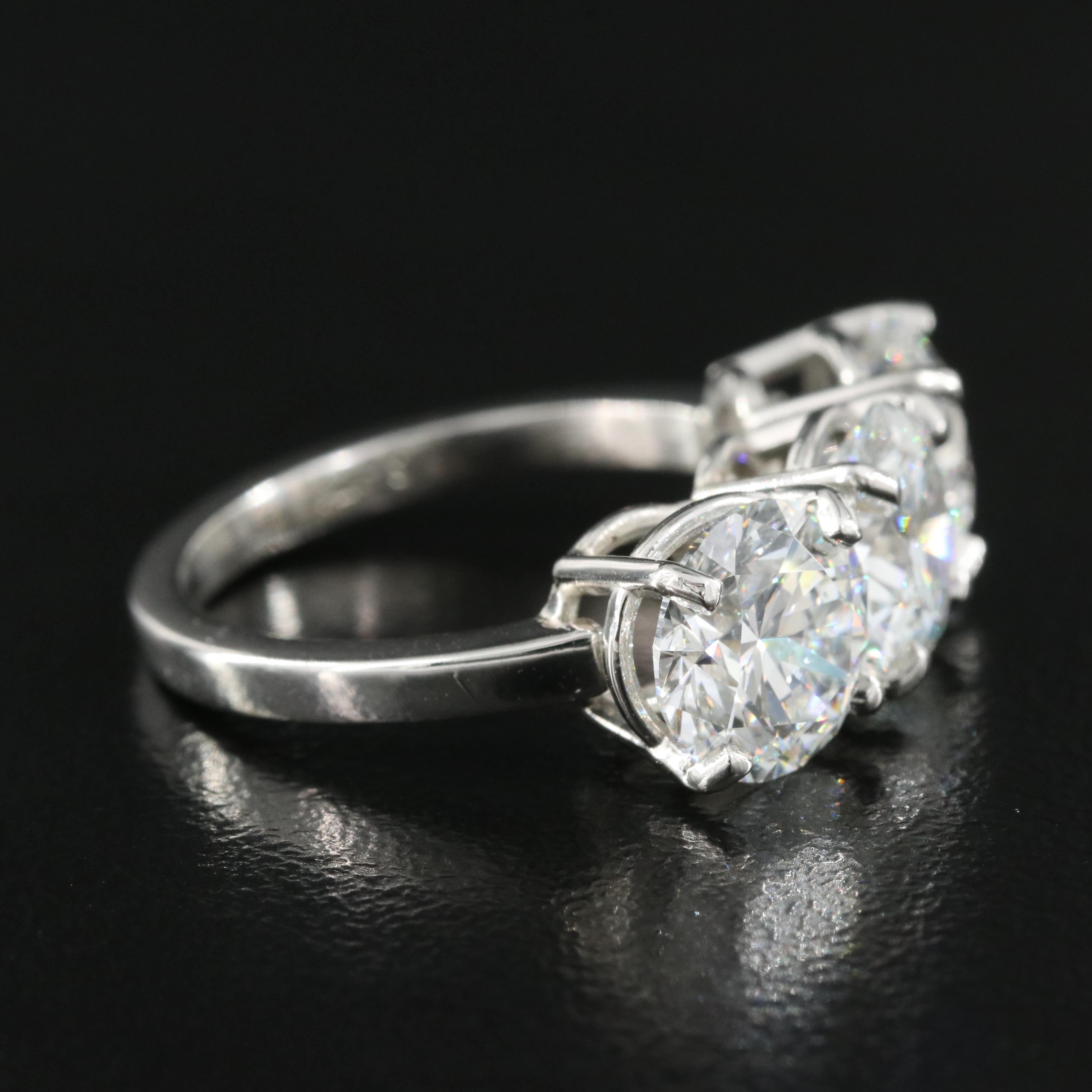 Platinum 5.02 CTW Lab Grown Three Stone Ring with IGI Reports