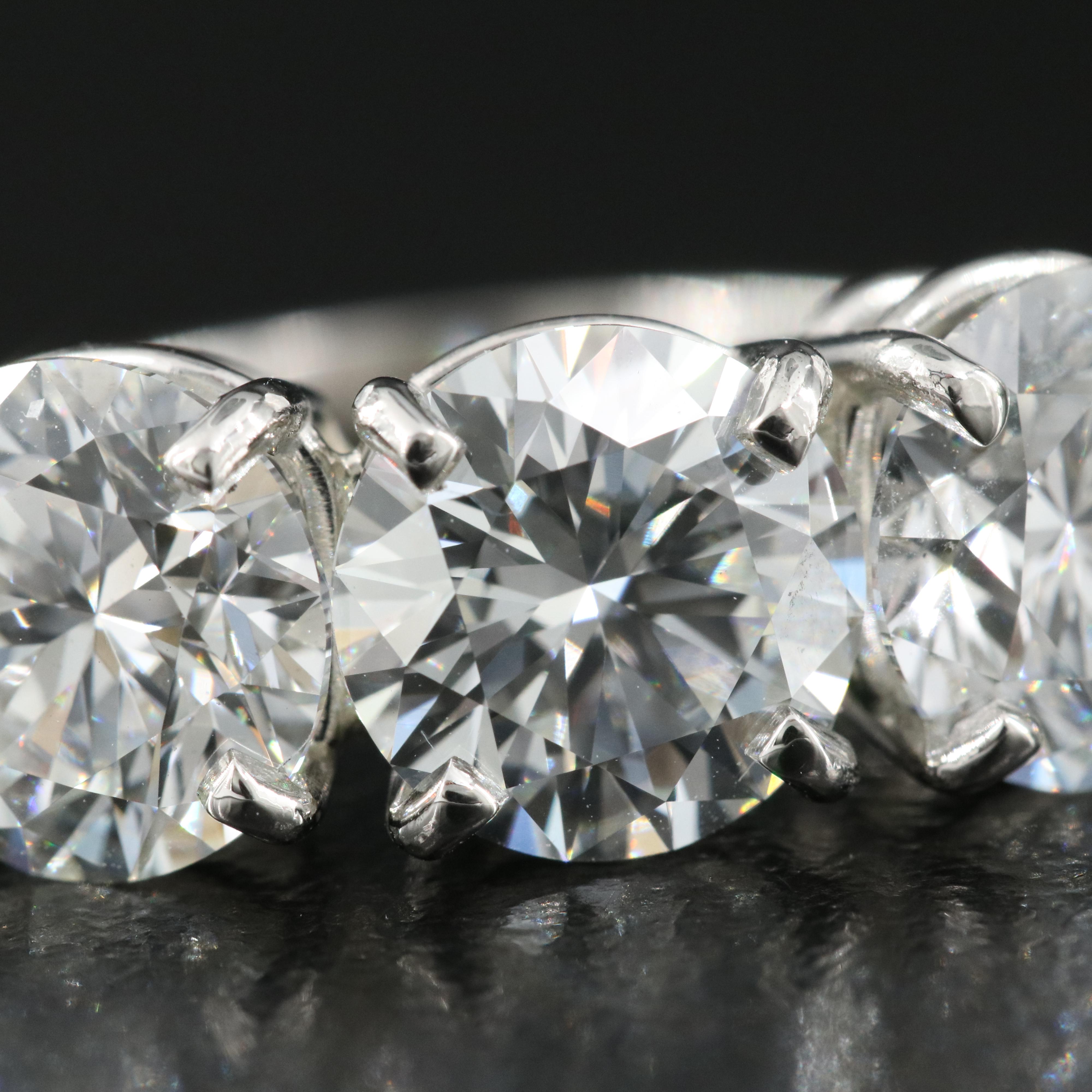 Platinum 5.02 CTW Lab Grown Three Stone Ring with IGI Reports