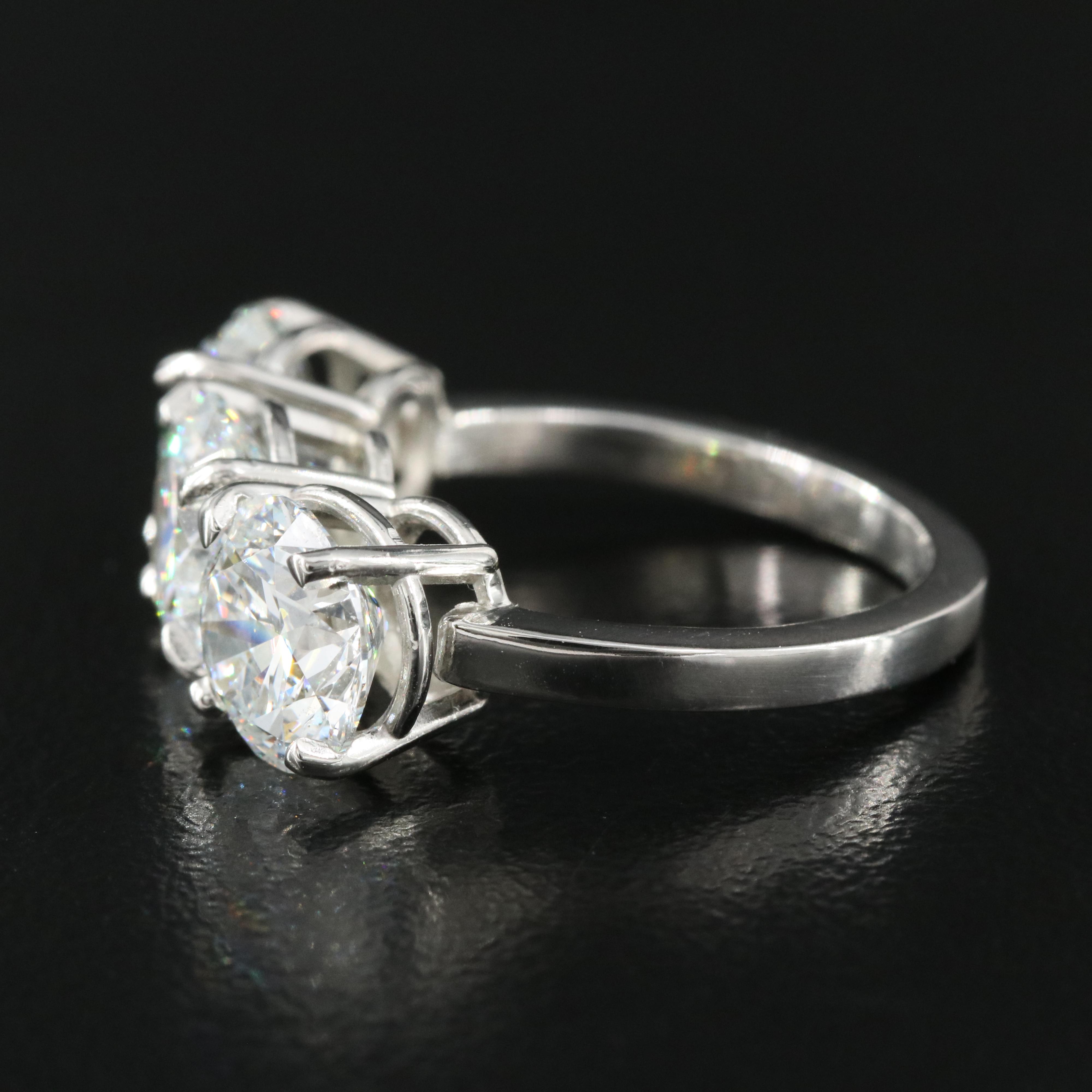Platinum 5.02 CTW Lab Grown Three Stone Ring with IGI Reports