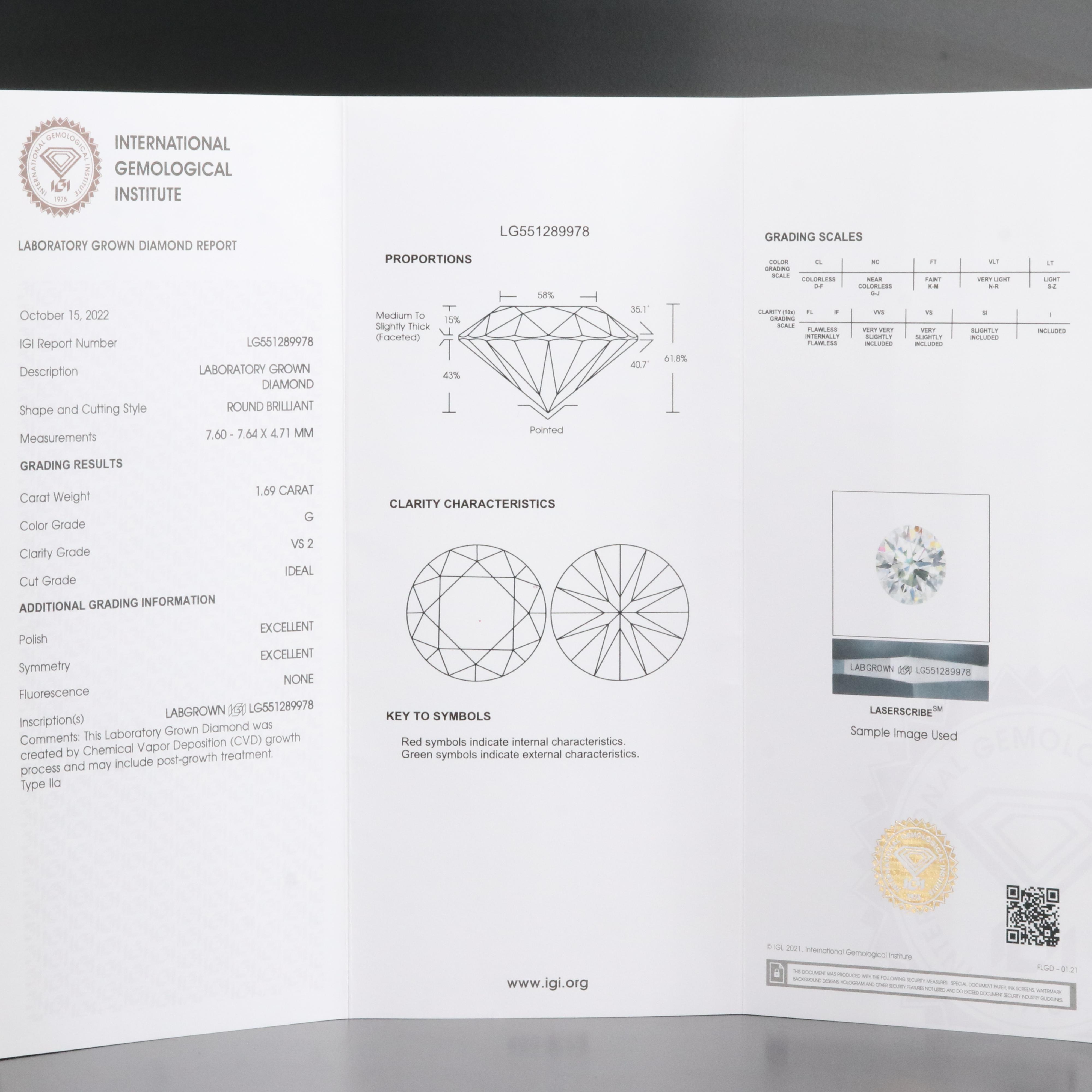 Platinum 5.02 CTW Lab Grown Three Stone Ring with IGI Reports