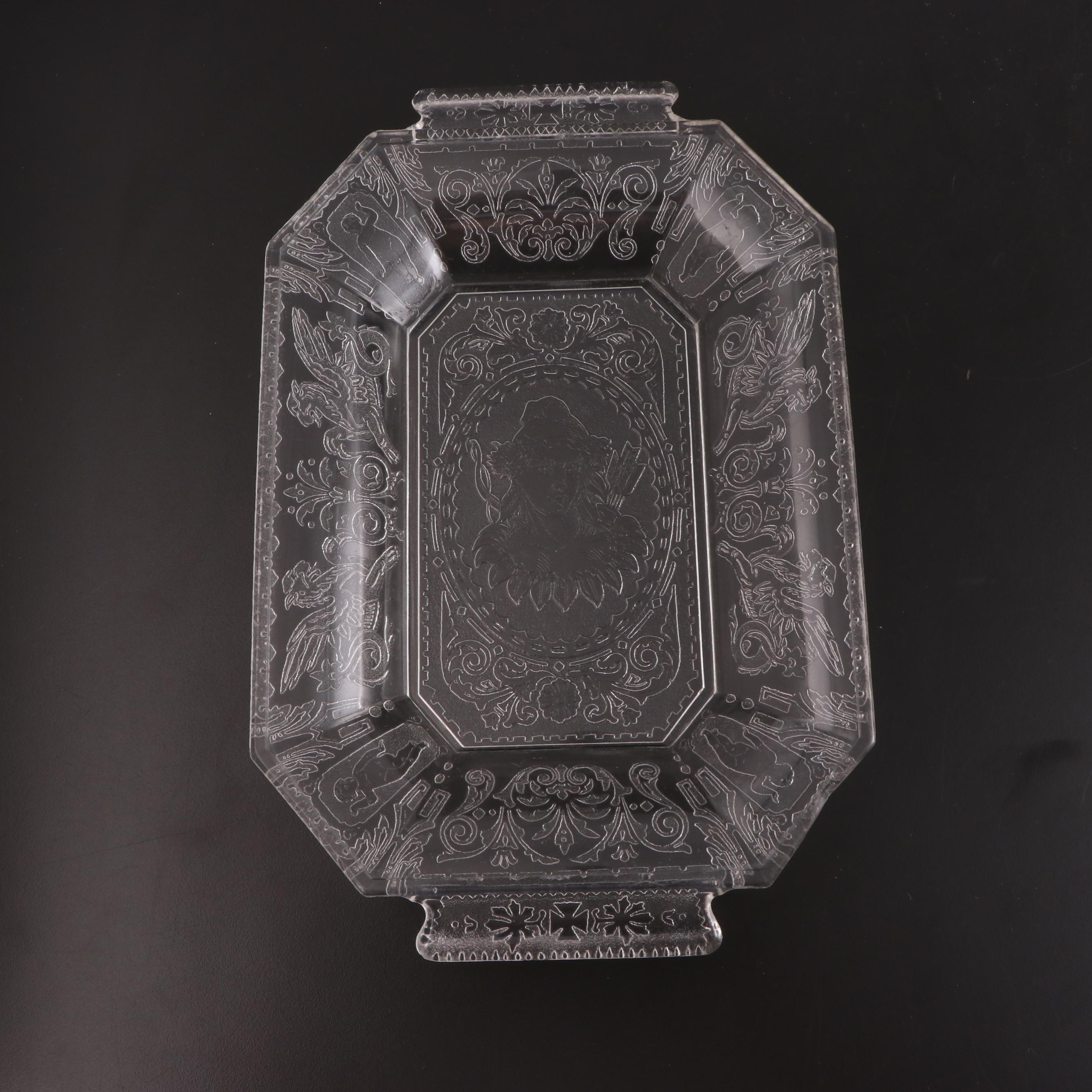 EAPG Crystalloid Cupid's Hunt Bread Plate with Jumbo Compote and Other Tableware