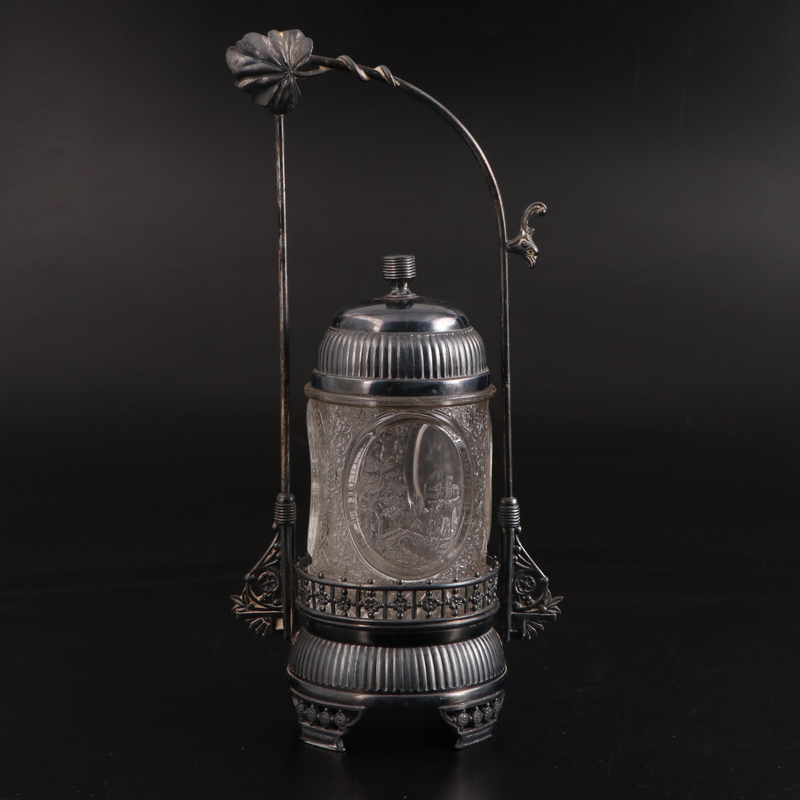 EAPG Crystalloid Cupid's Hunt Bread Plate with Jumbo Compote and Other Tableware