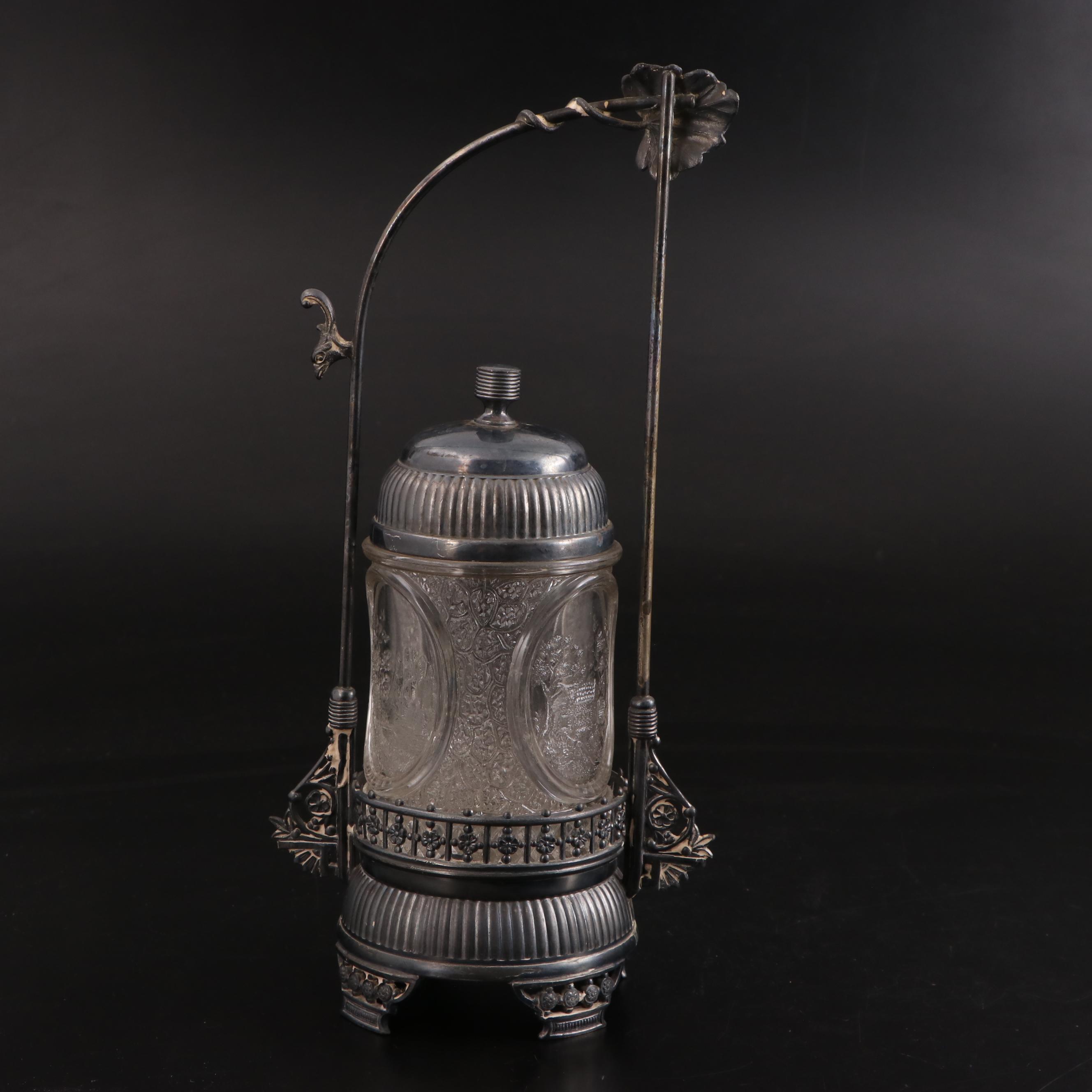 EAPG Crystalloid Cupid's Hunt Bread Plate with Jumbo Compote and Other Tableware