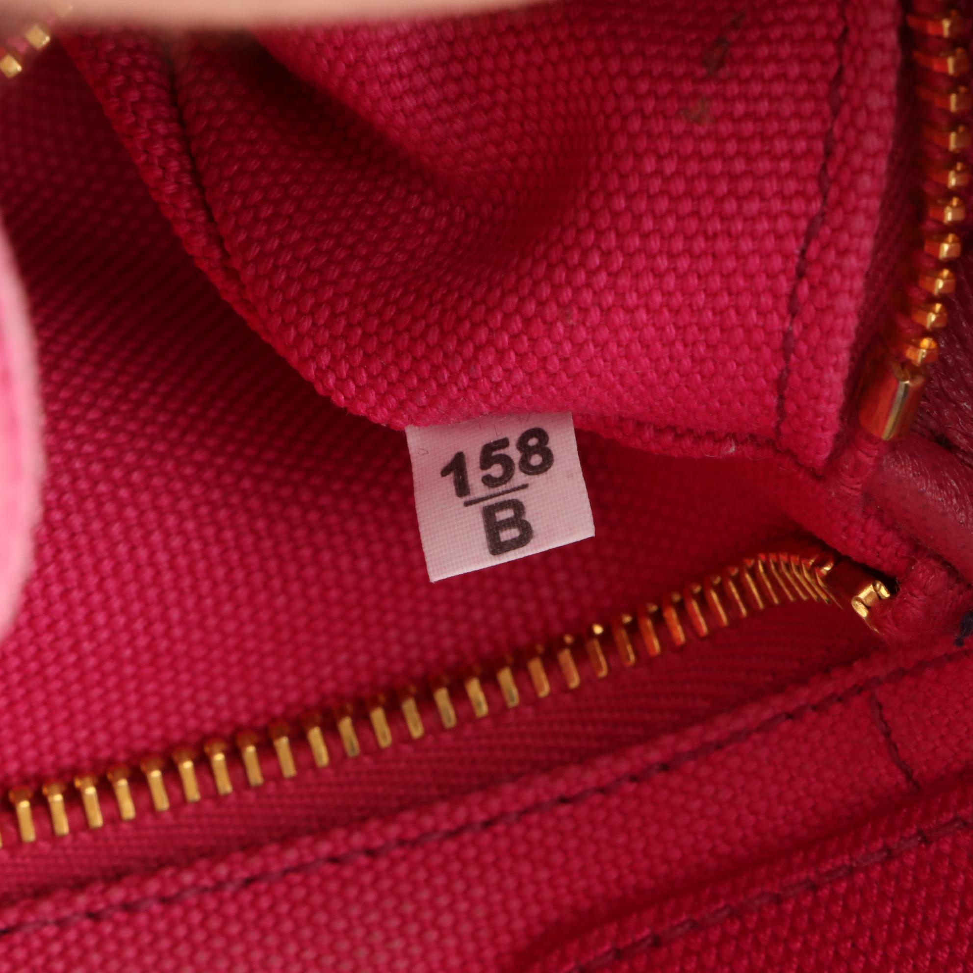 Prada Small Logo Tote in Fuchsia Canvas with Shoulder Strap