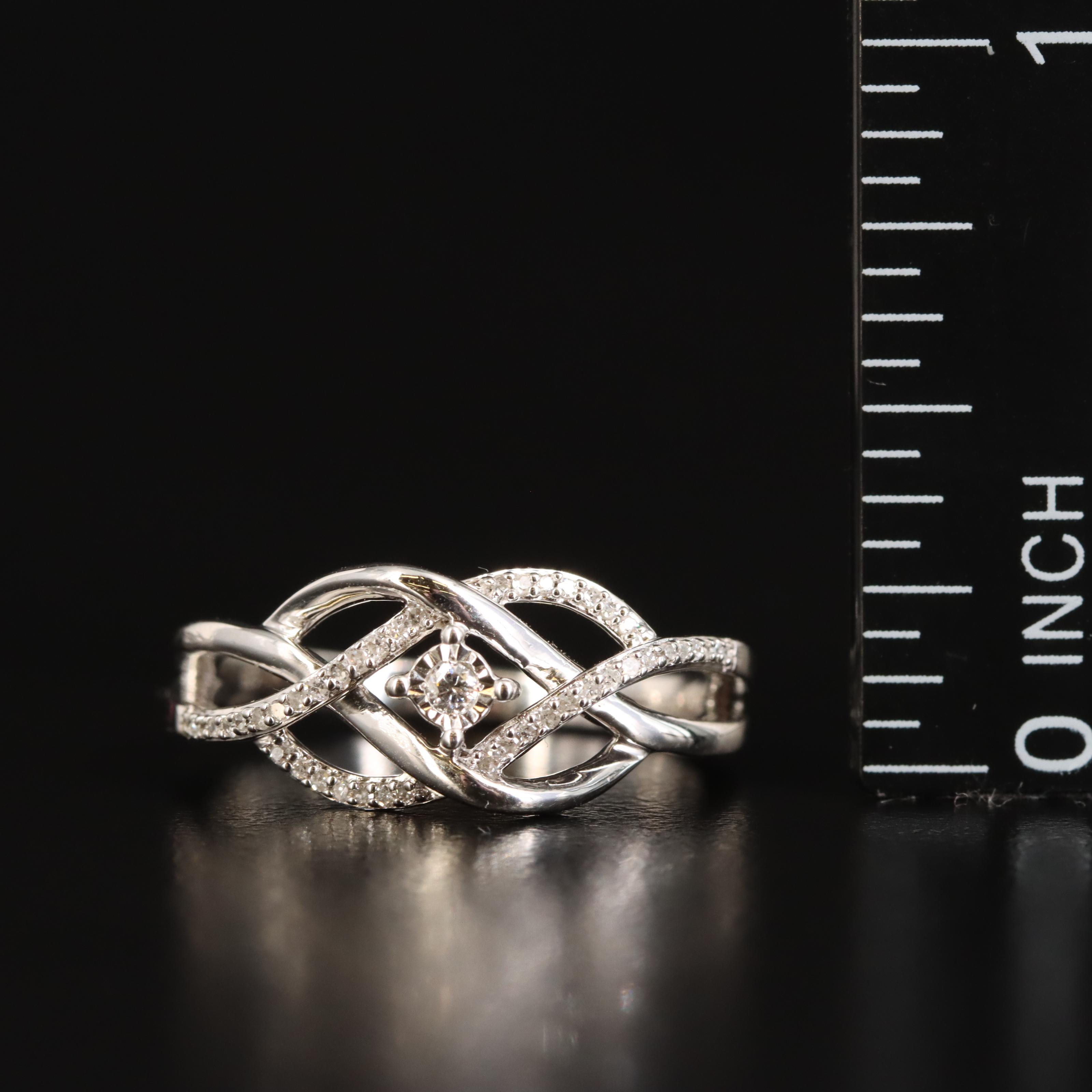 Sterling Diamond Braided Ring