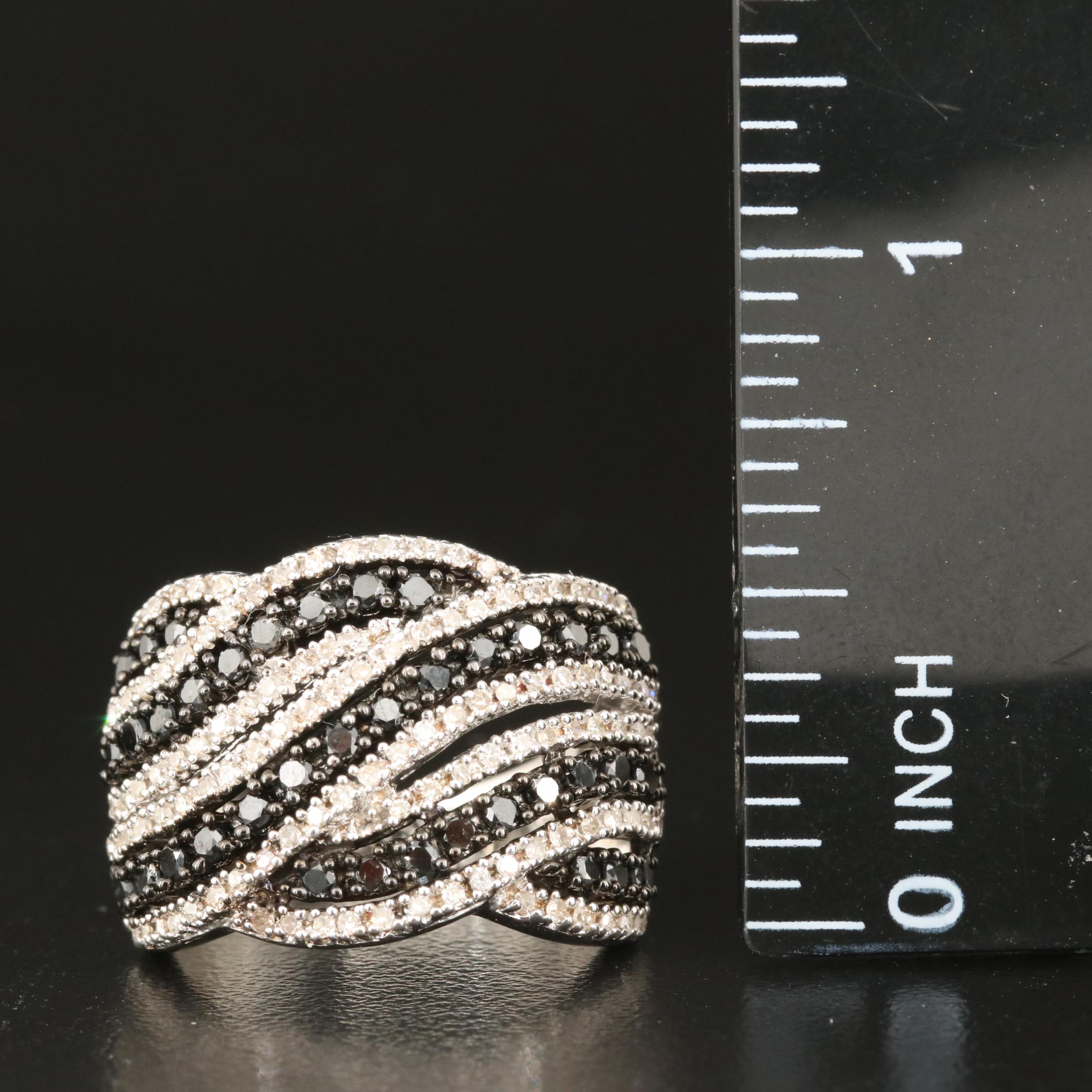 Sterling 1.02 CTW Diamond Crossover Ring