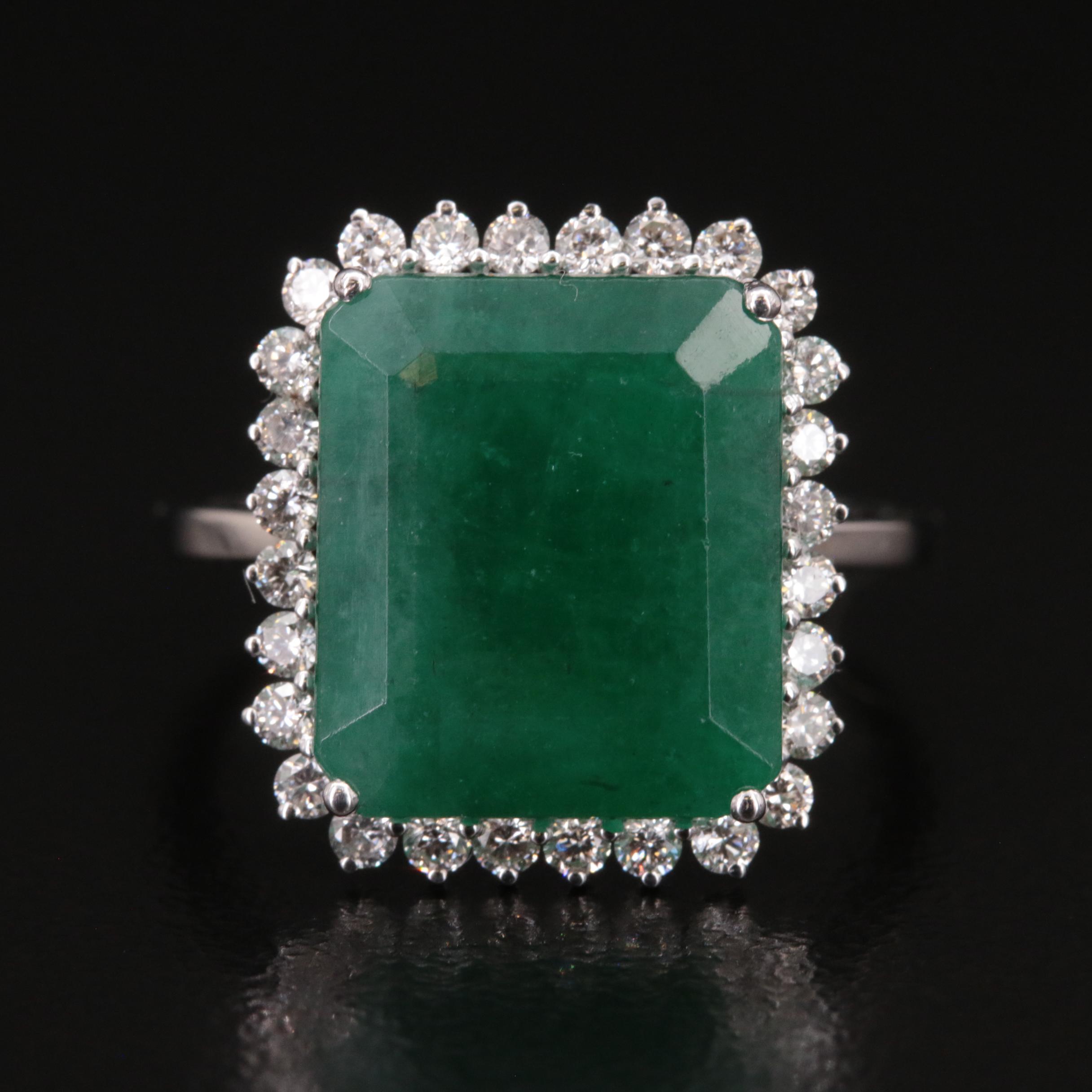 18K 6.87 CT Emerald and Diamond Ring