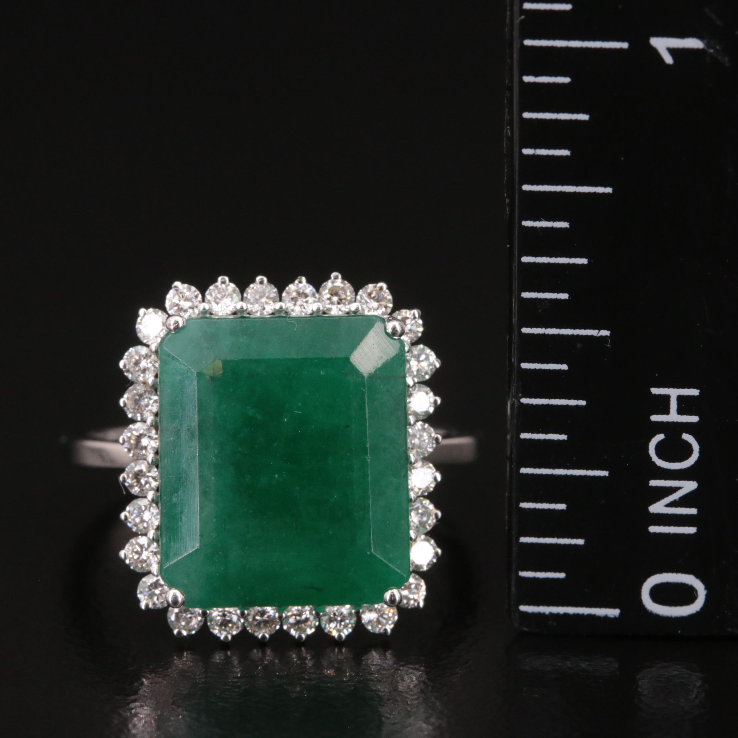 18K 6.87 CT Emerald and Diamond Ring