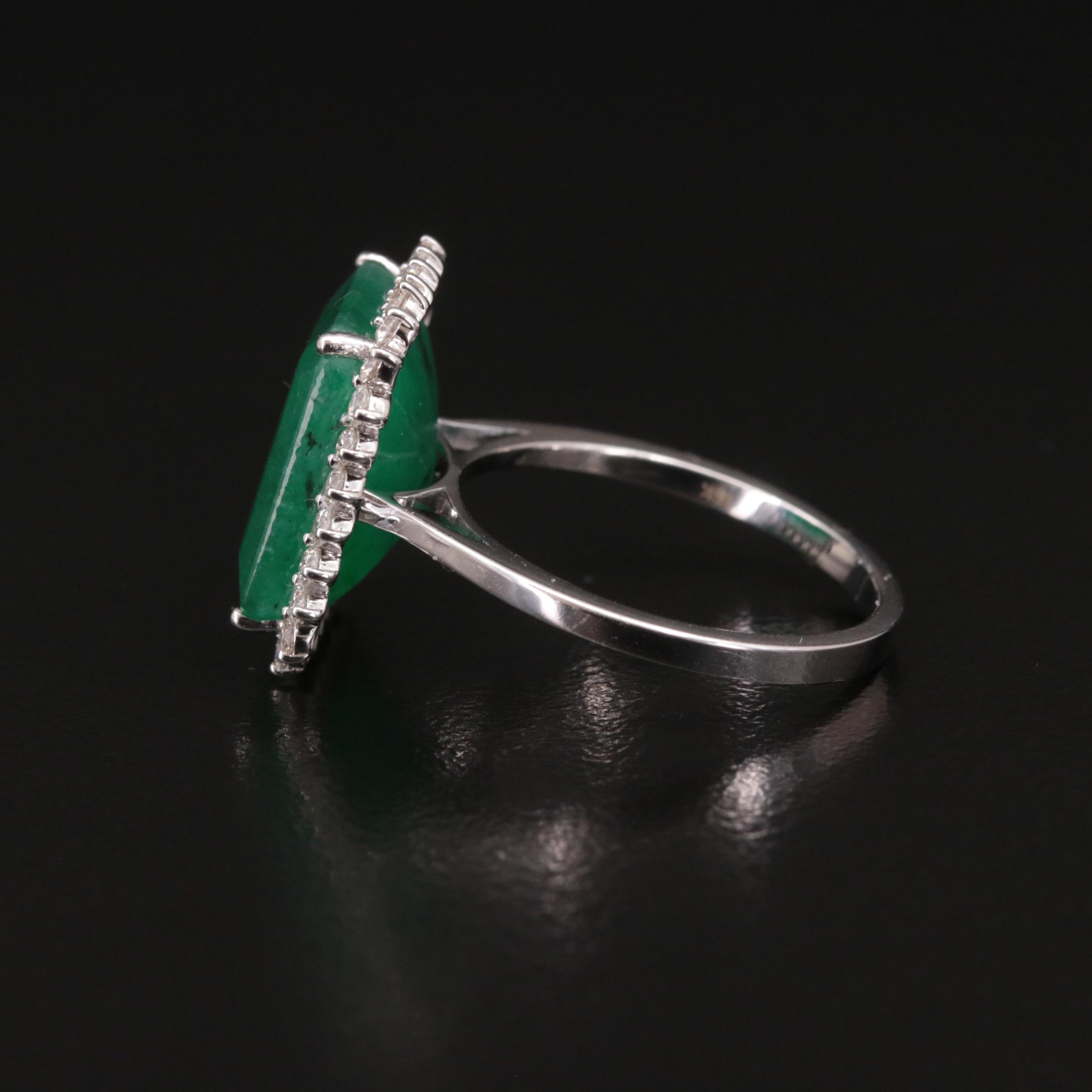 18K 6.87 CT Emerald and Diamond Ring
