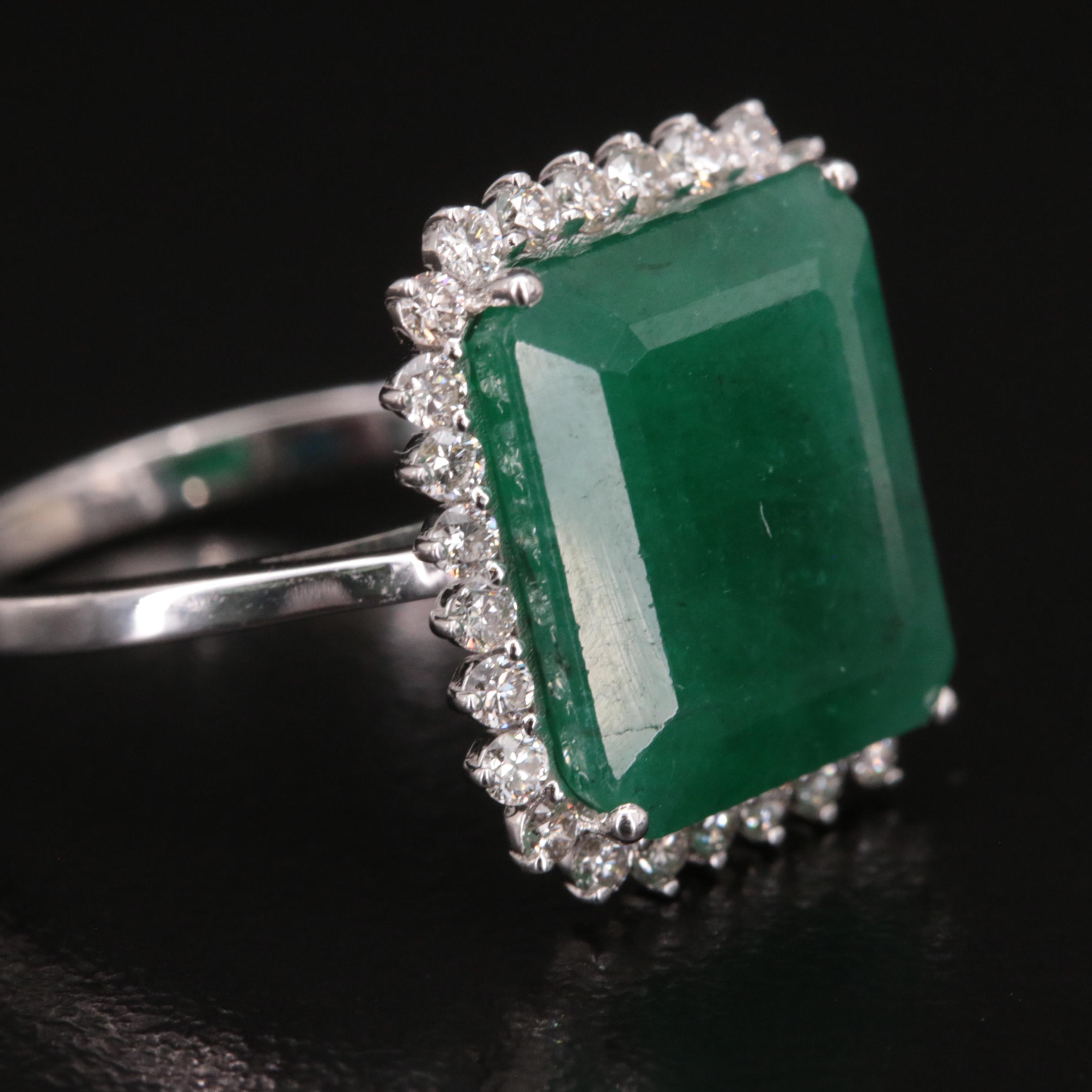 18K 6.87 CT Emerald and Diamond Ring