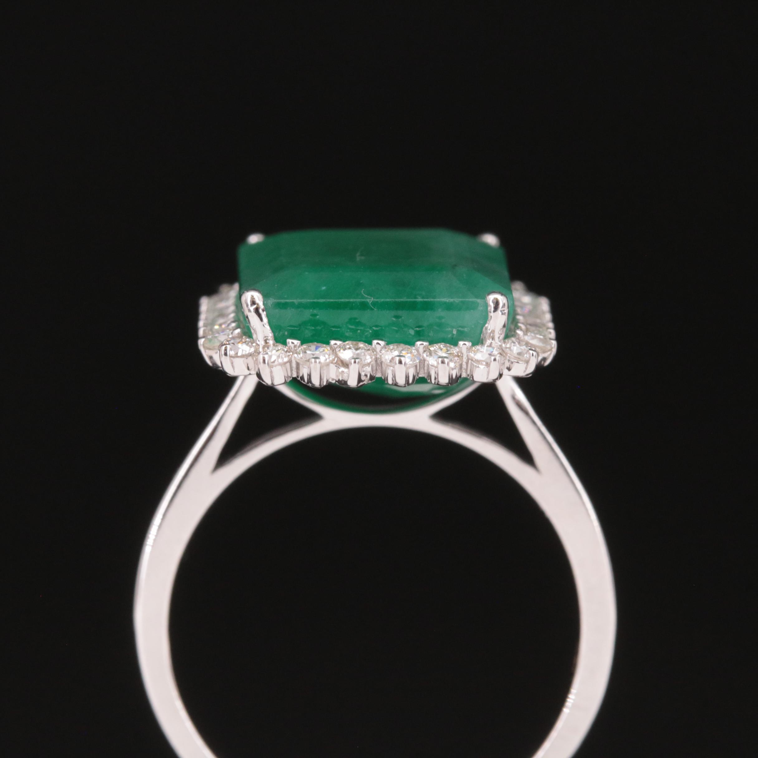 18K 6.87 CT Emerald and Diamond Ring