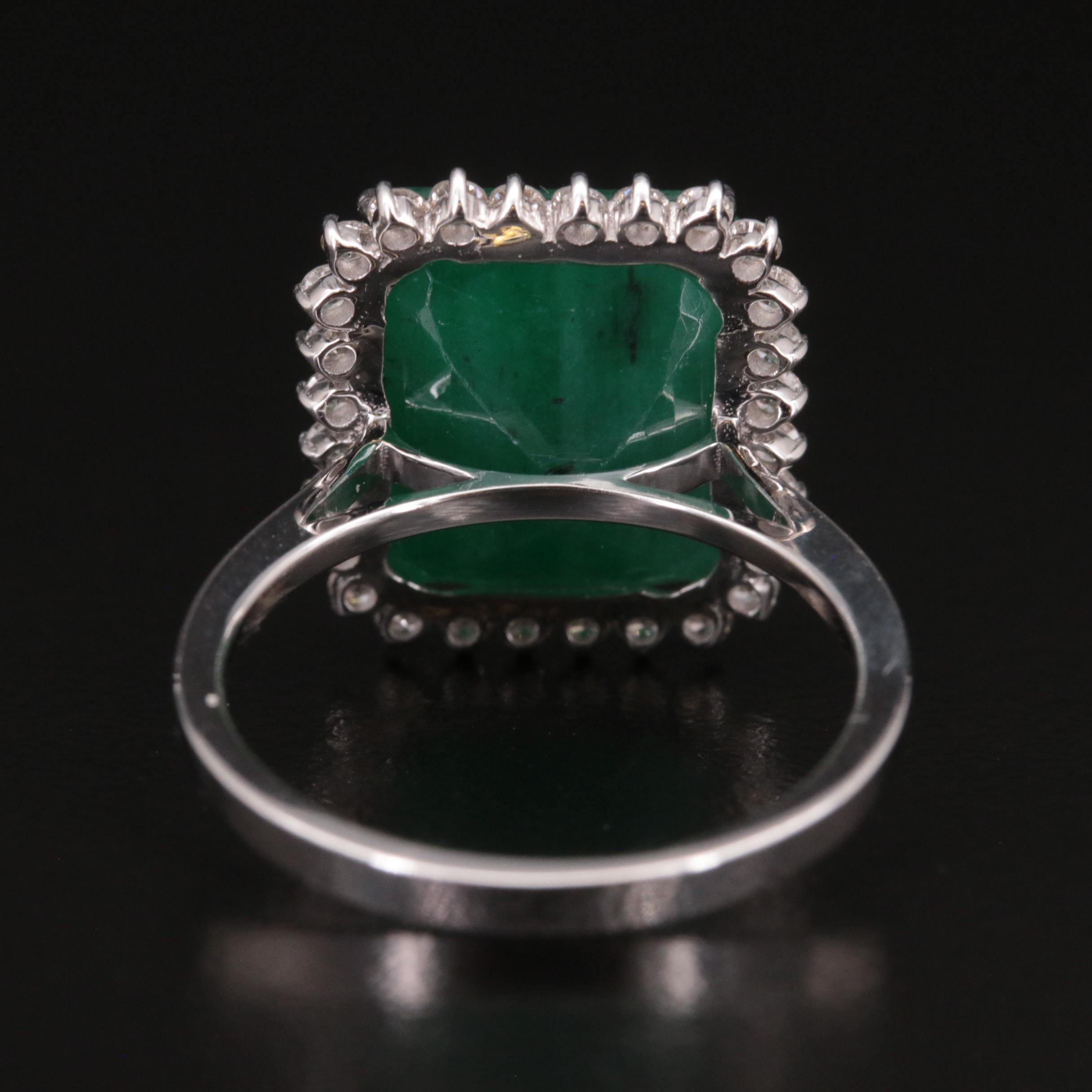 18K 6.87 CT Emerald and Diamond Ring