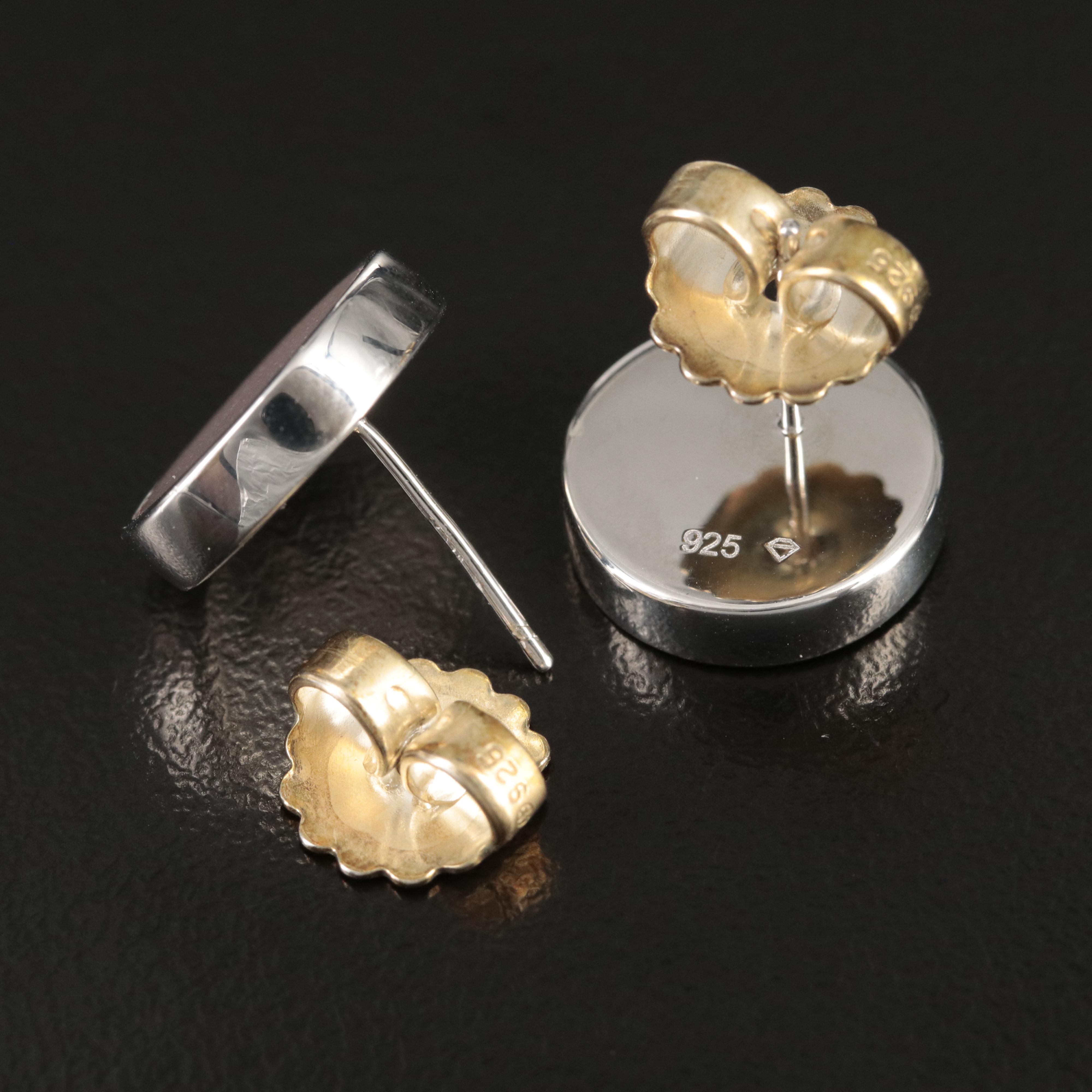 Sterling Quartzite Button Earrings