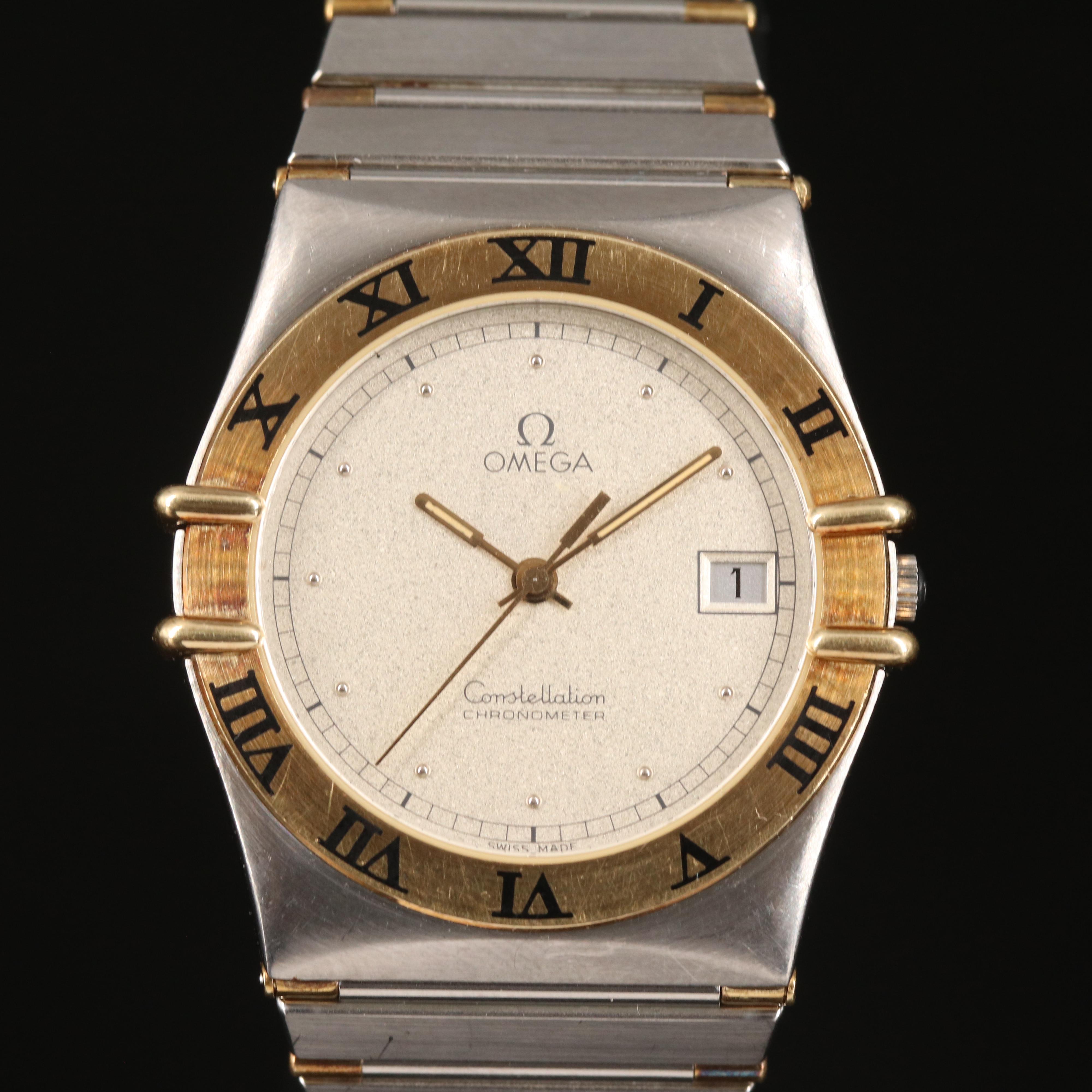 18K and Stainless Steel Omega Constellation Chronometer Quartz Watch