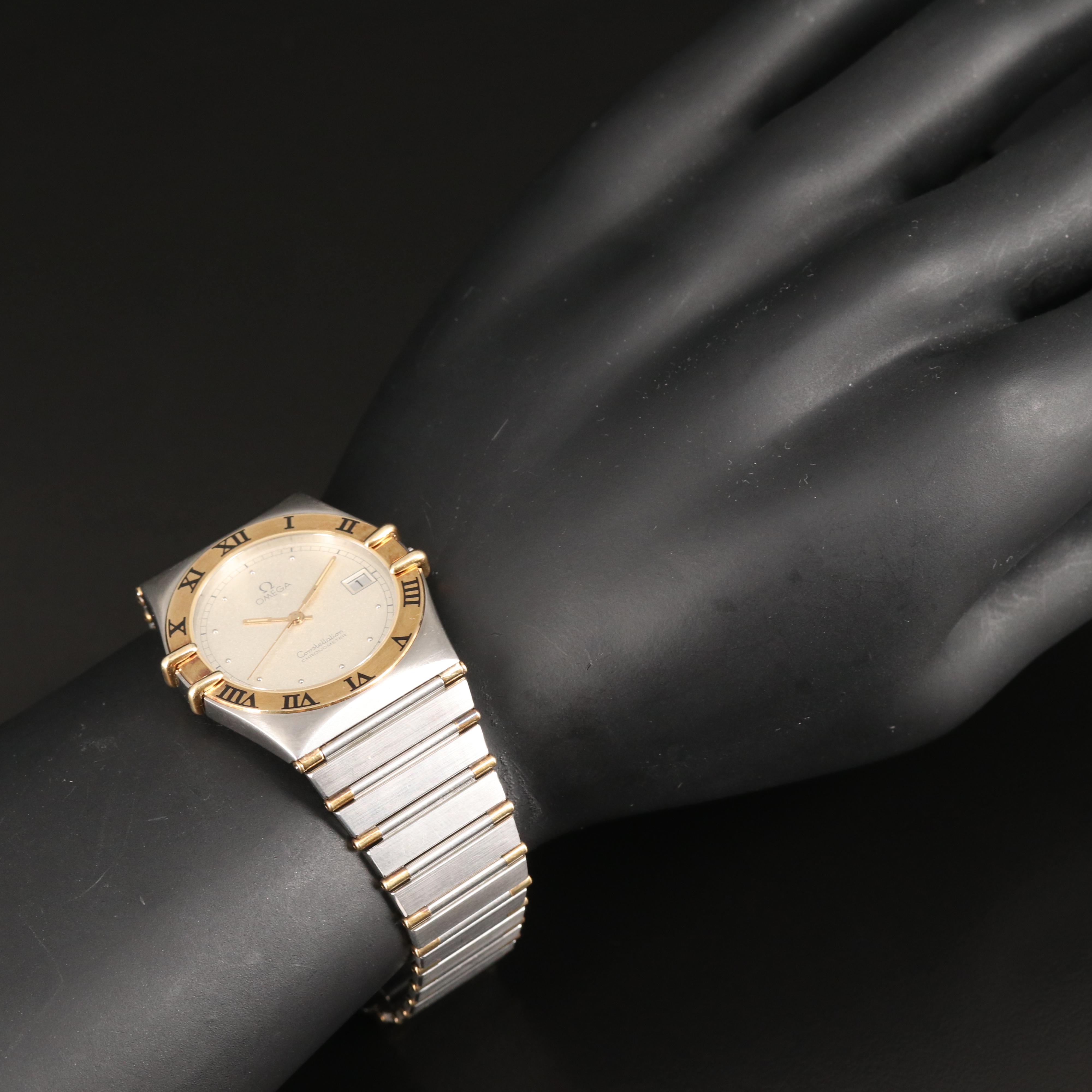 18K and Stainless Steel Omega Constellation Chronometer Quartz Watch