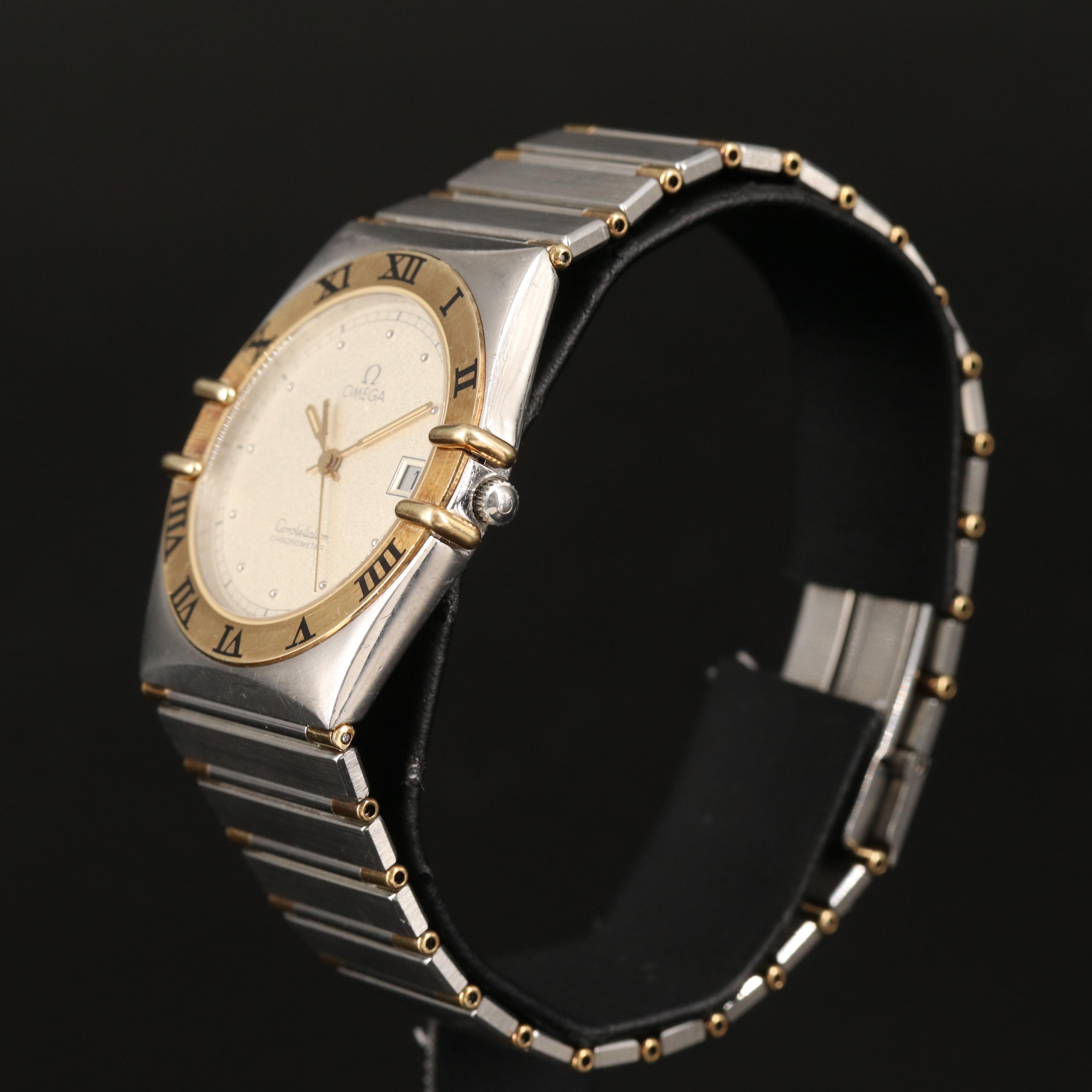 18K and Stainless Steel Omega Constellation Chronometer Quartz Watch