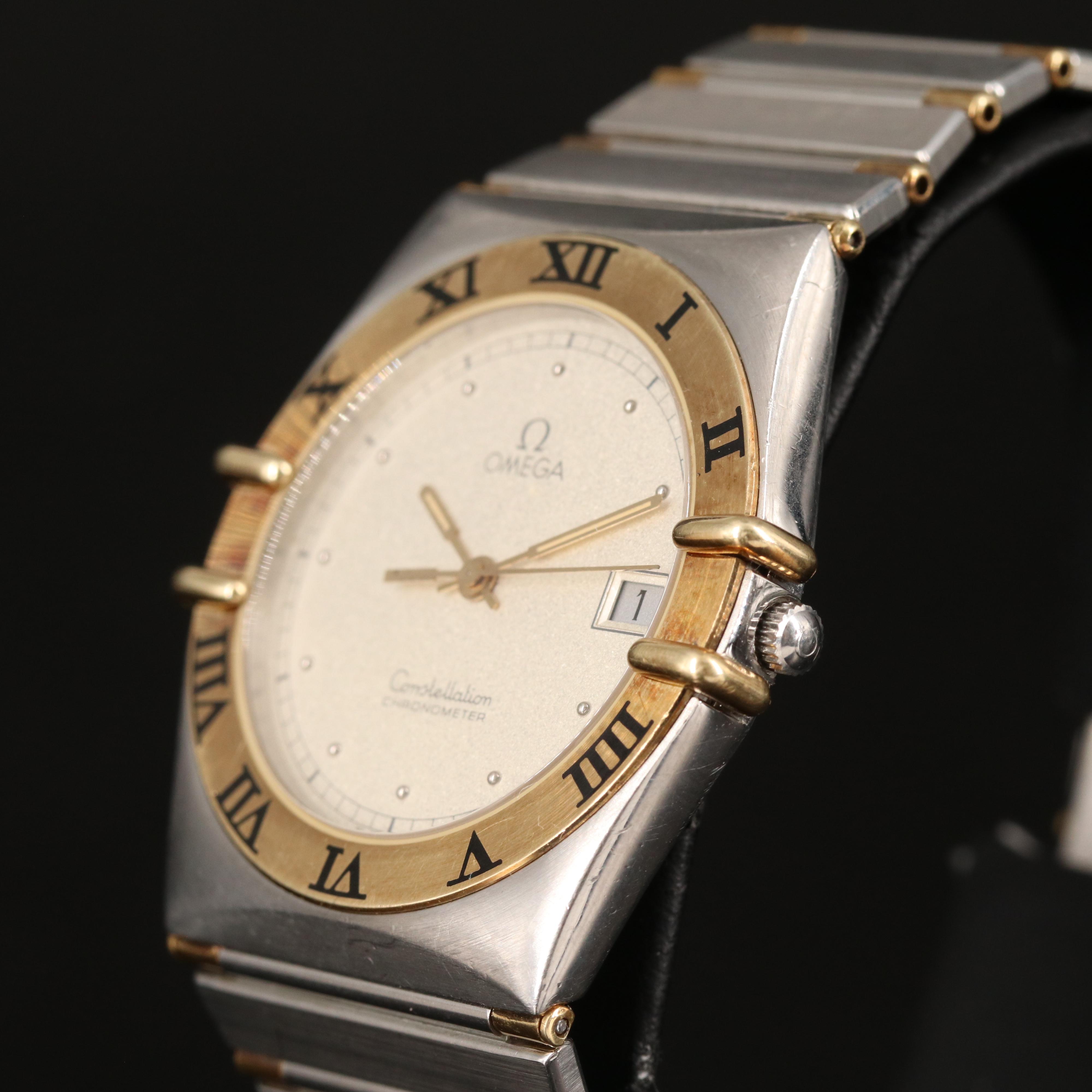 18K and Stainless Steel Omega Constellation Chronometer Quartz Watch