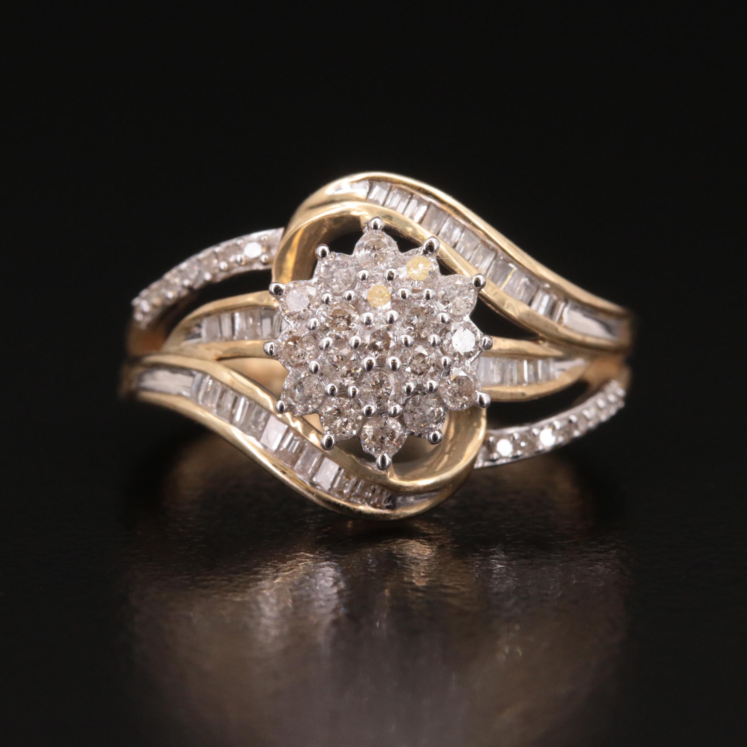 10K 0.61 CTW Diamond Cluster Ring