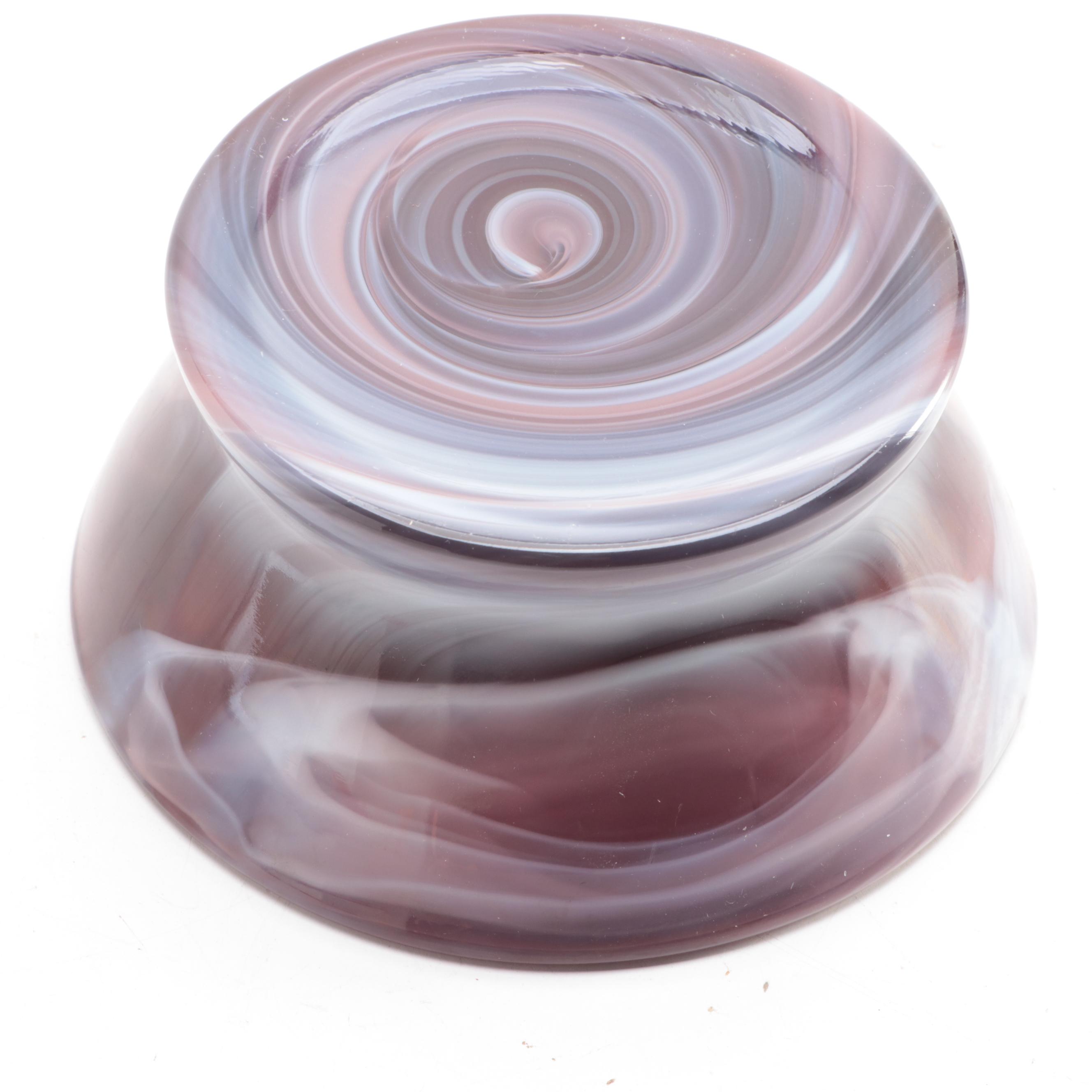 Amethyst Slag Glass Cake Stand and Bowl with Black Slag Glass Lamp