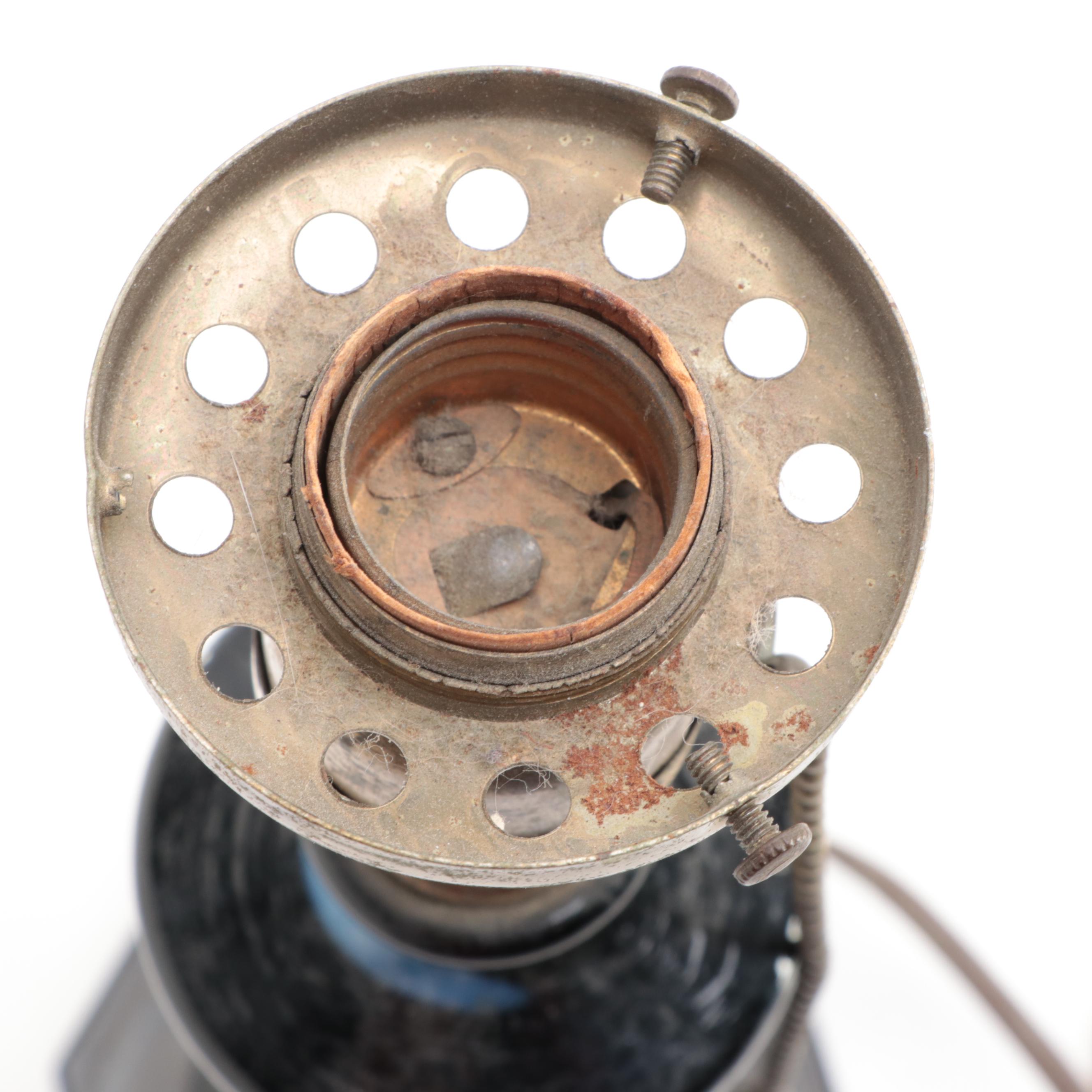 Amethyst Slag Glass Cake Stand and Bowl with Black Slag Glass Lamp