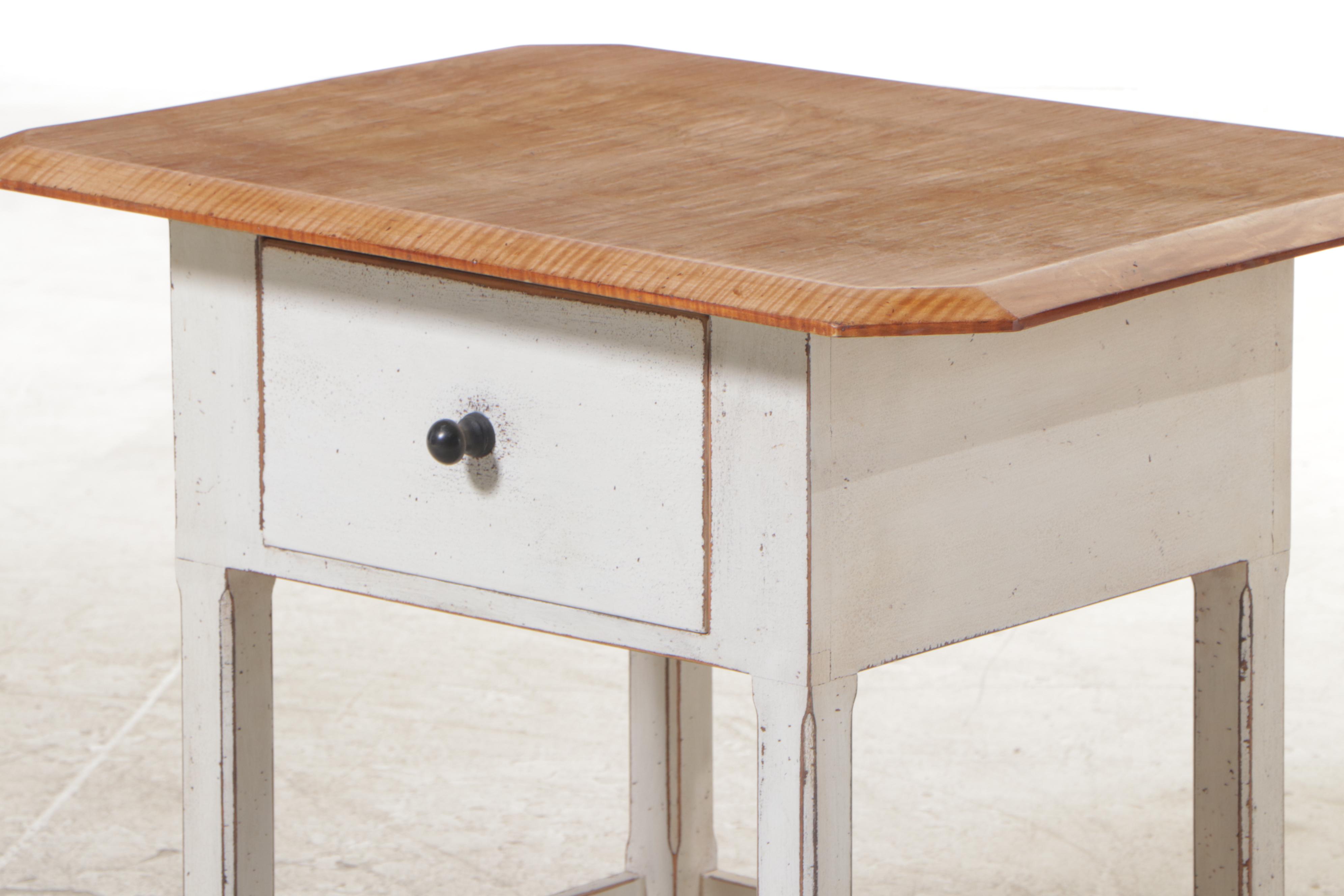 David T. Smith & Co. Colonial Style Tiger Maple and White-Painted Tavern Table