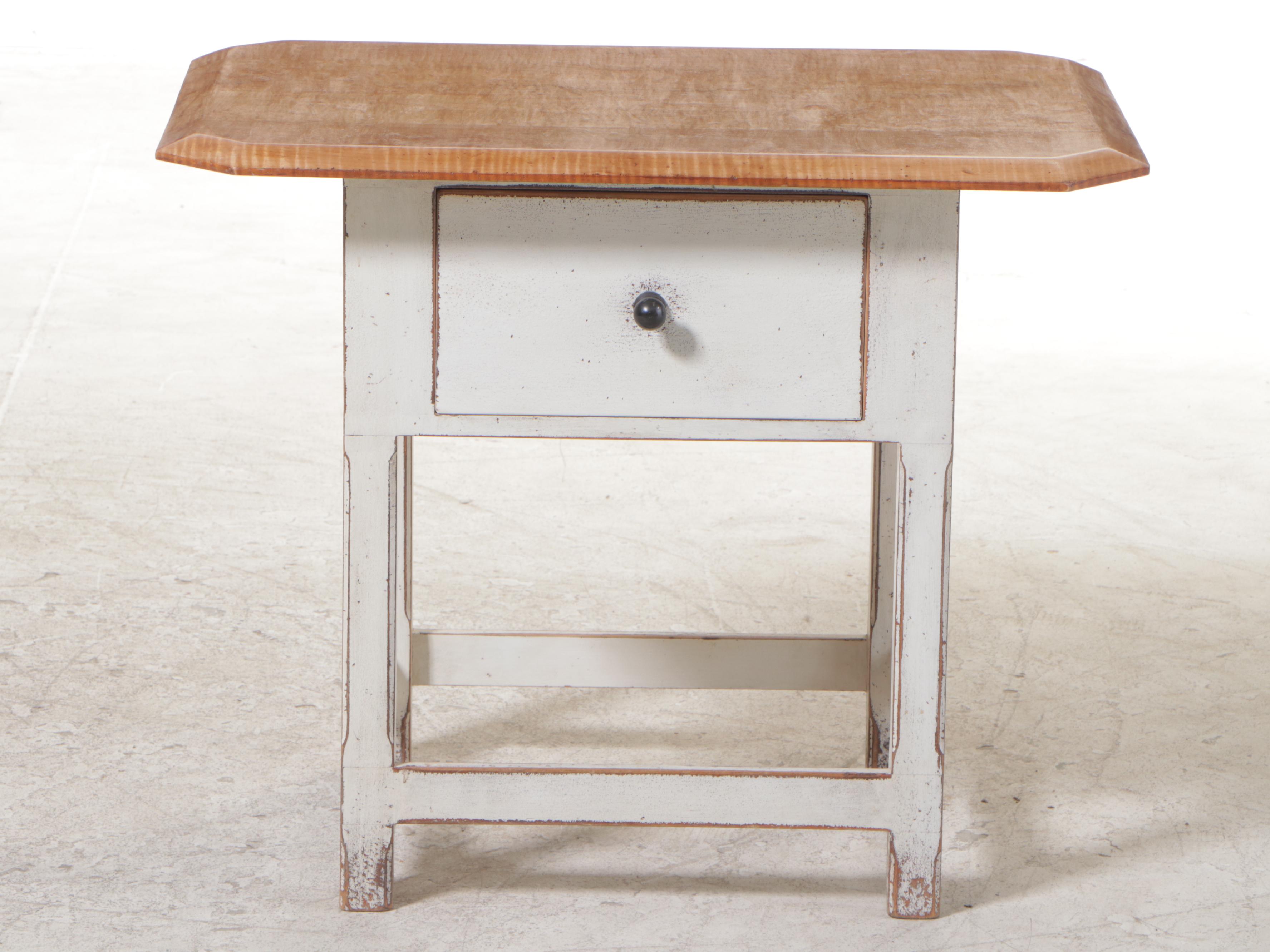 David T. Smith & Co. Colonial Style Tiger Maple and White-Painted Tavern Table