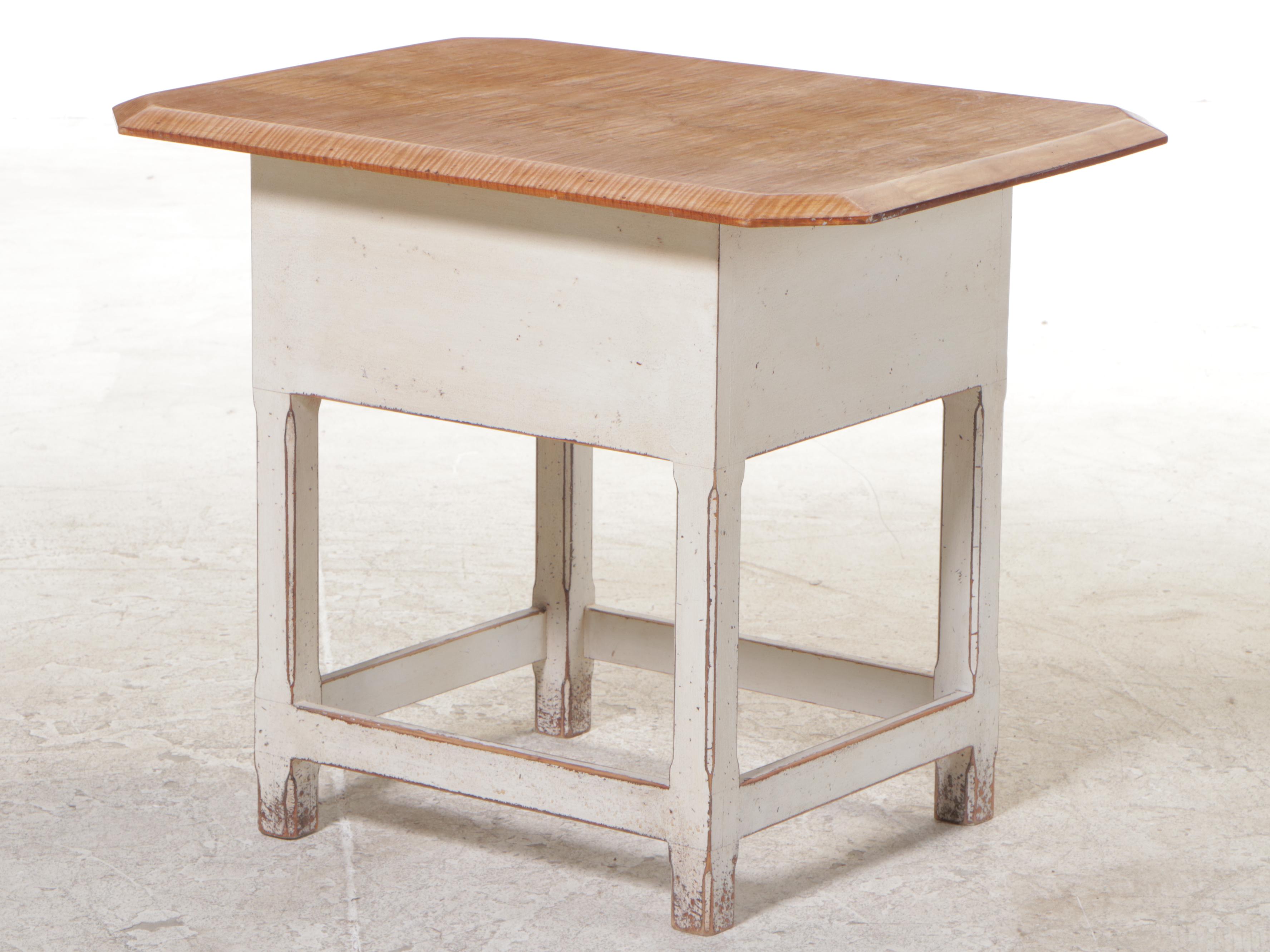 David T. Smith & Co. Colonial Style Tiger Maple and White-Painted Tavern Table