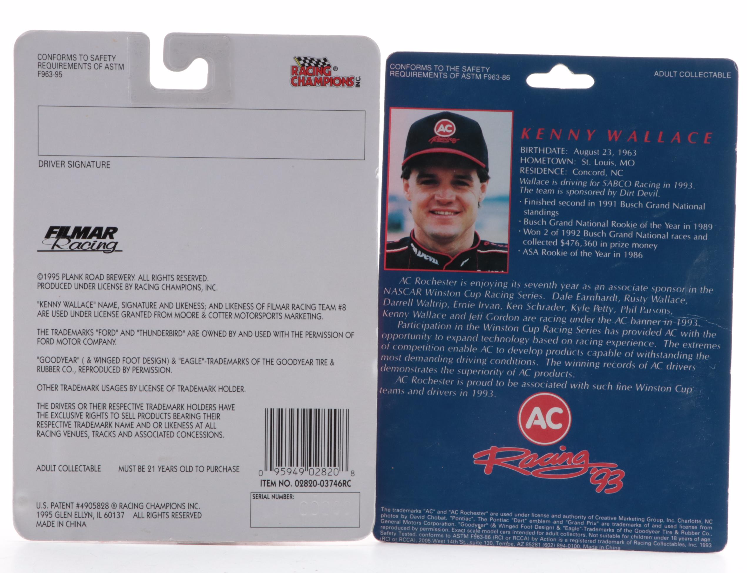 Rusty Wallace, Kenny Wallace Signed Diecast Toy Model Race Cars