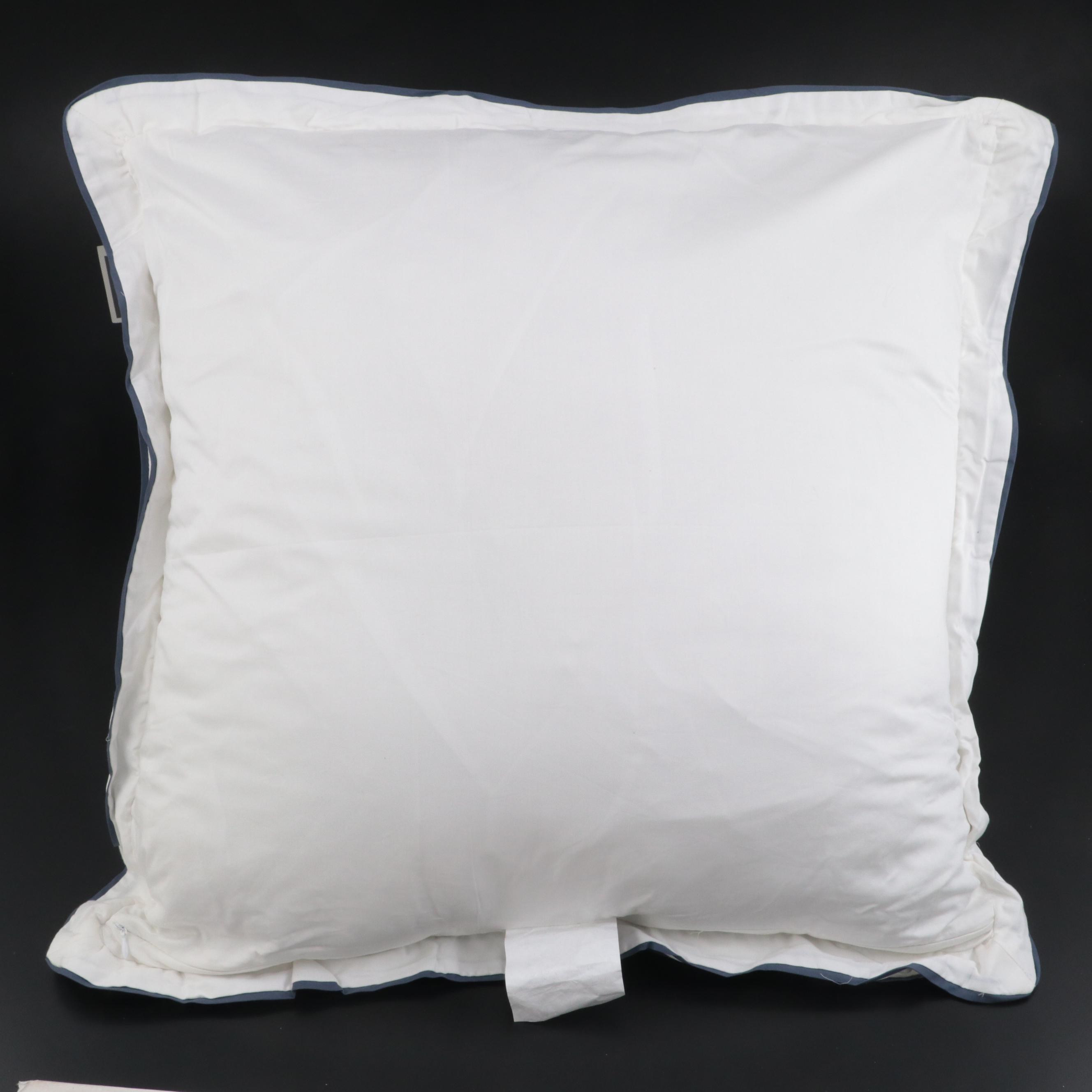 Pair of Threshold Signature Balanced Blue Border Euro Bed Pillows